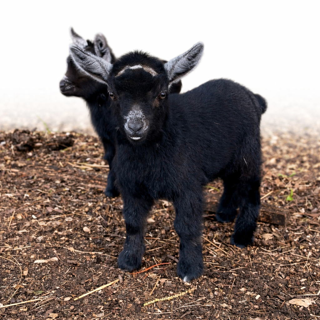 Two baby goats in the garden.png