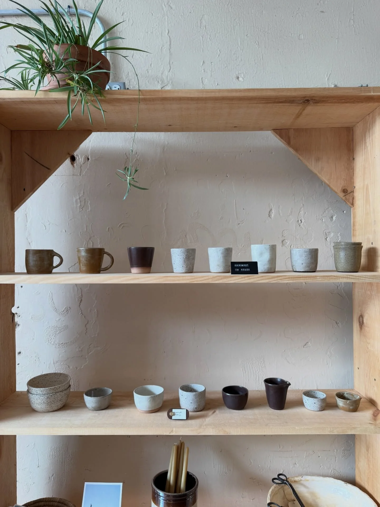 2 shelves of handmade pottery! And socks! I think wool and clay go perfectly together. 

If you need a last minute gift, we&rsquo;ll be open tomorrow! It&rsquo;s also Ash Grove Christmas Parade Day, which starts at 10! We are open 10-4!