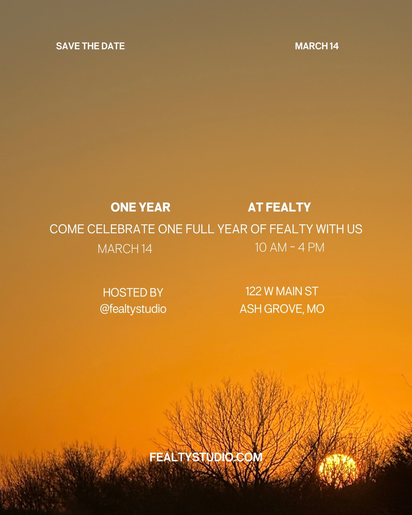 Oh we are SO ON for spring events. Come celebrate our first full year with us 💕 flower bar, spring refreshers, new inventory, gifts with purchase, a new fealty product launch. I&rsquo;m working to make this one extra special ✨

SAVE THE DATE 
MARCH 