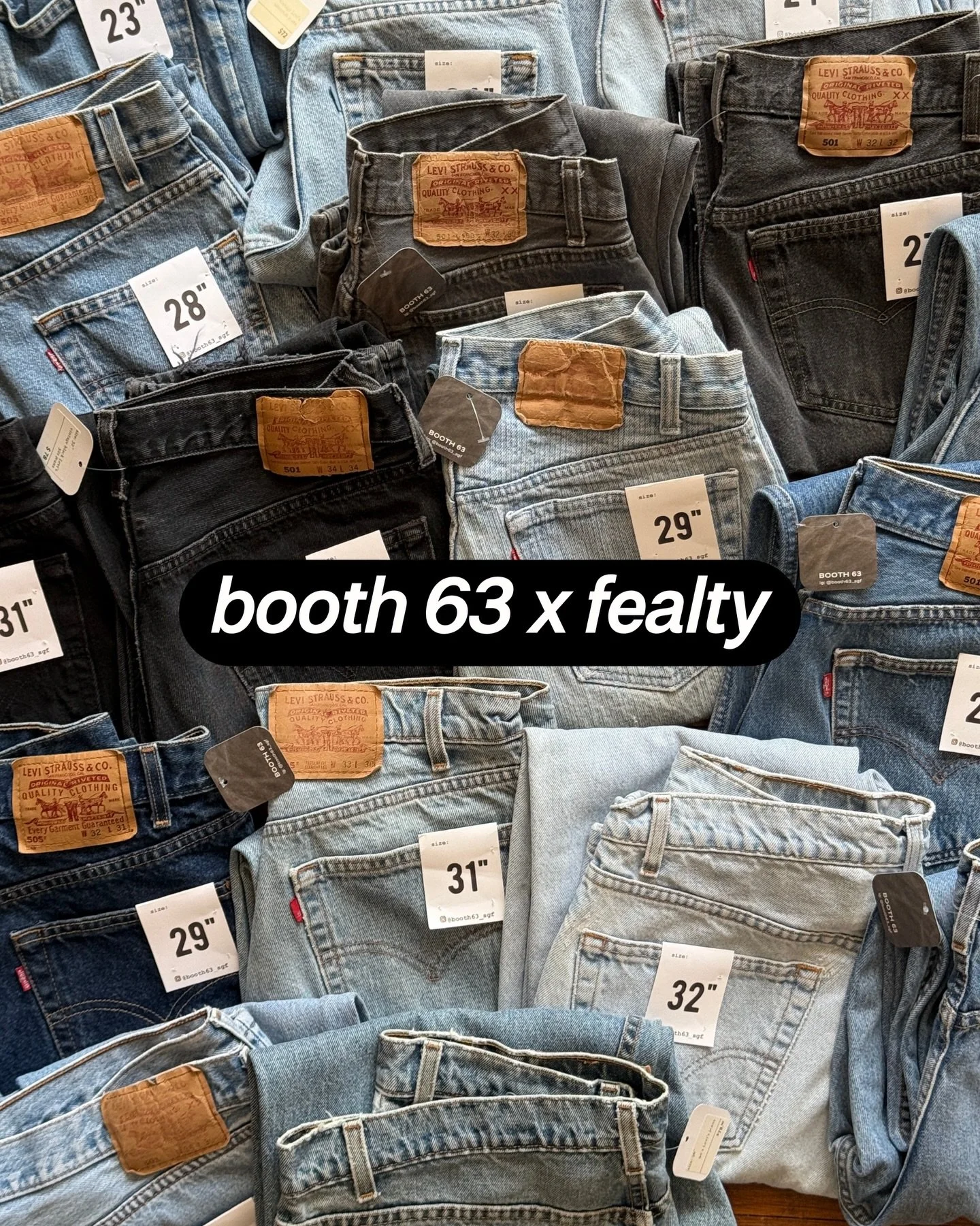 @booth63_sgf x @fealtystudio collection, now online at fealtystudio.com 💫 a collection of the coolest vintage apparel, sourced and curated by Booth 63. 

Including vintage Levi&rsquo;s, leather jackets, and prairie dresses. Vintage never goes out of