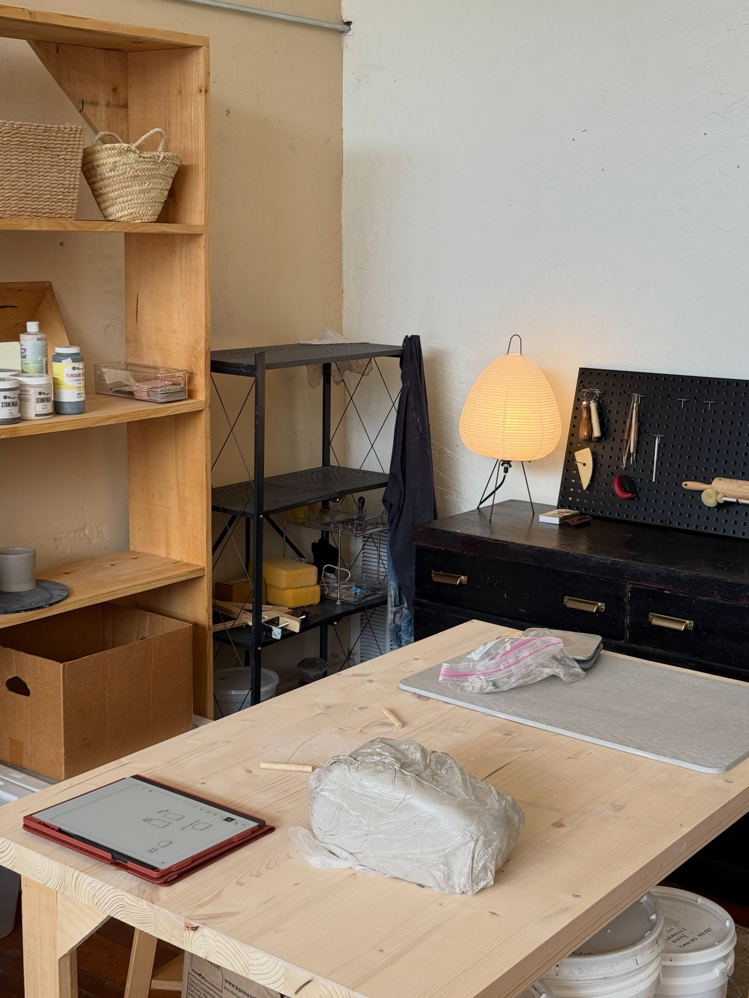 Haven&rsquo;t really shared this, but I&rsquo;ve been meaning to move my pottery studio into the shop for months. We&rsquo;re trying to get our house ready to sell and it just hasn&rsquo;t been a space I can create in lately. Officially have everythi