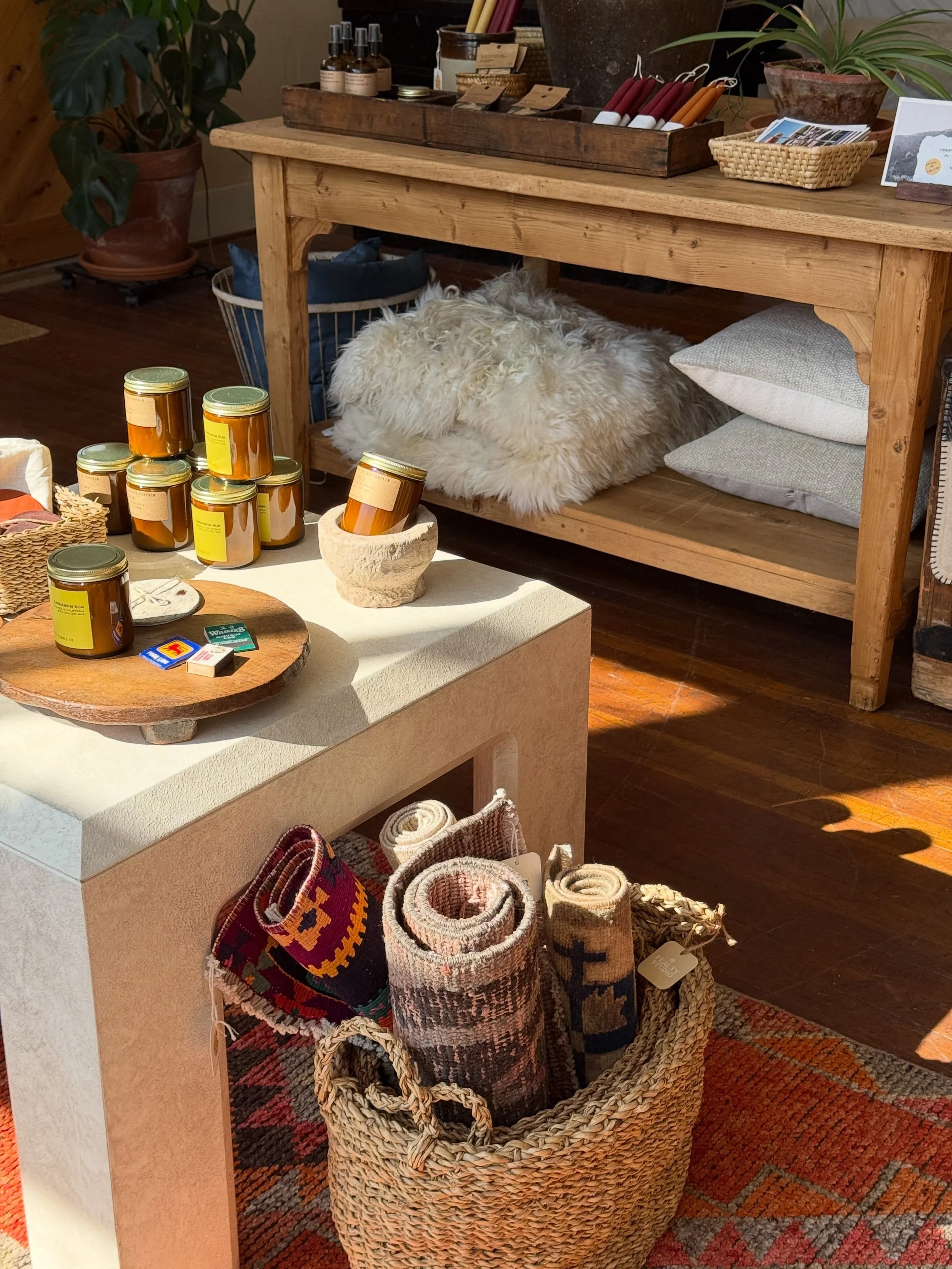 Things are so cute &amp; colorful at the shop right now 💗🐑💚 fall is starting to make its appearance in here and we&rsquo;ve got some muted &amp; vibrant pieces for your home + wardrobe. Come stop by, hang out for awhile!