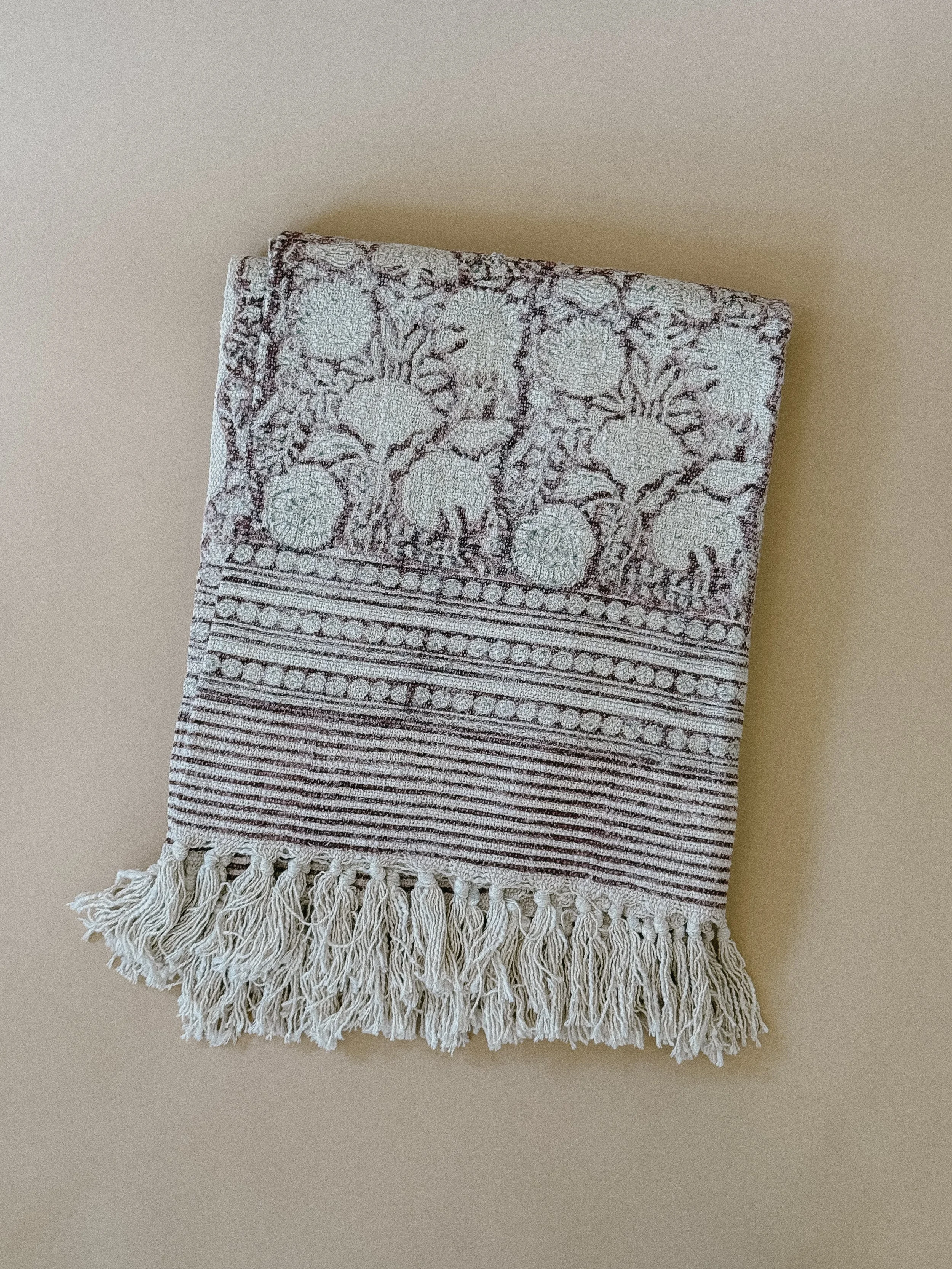 Handloom Cotton Throw - Blush Floral