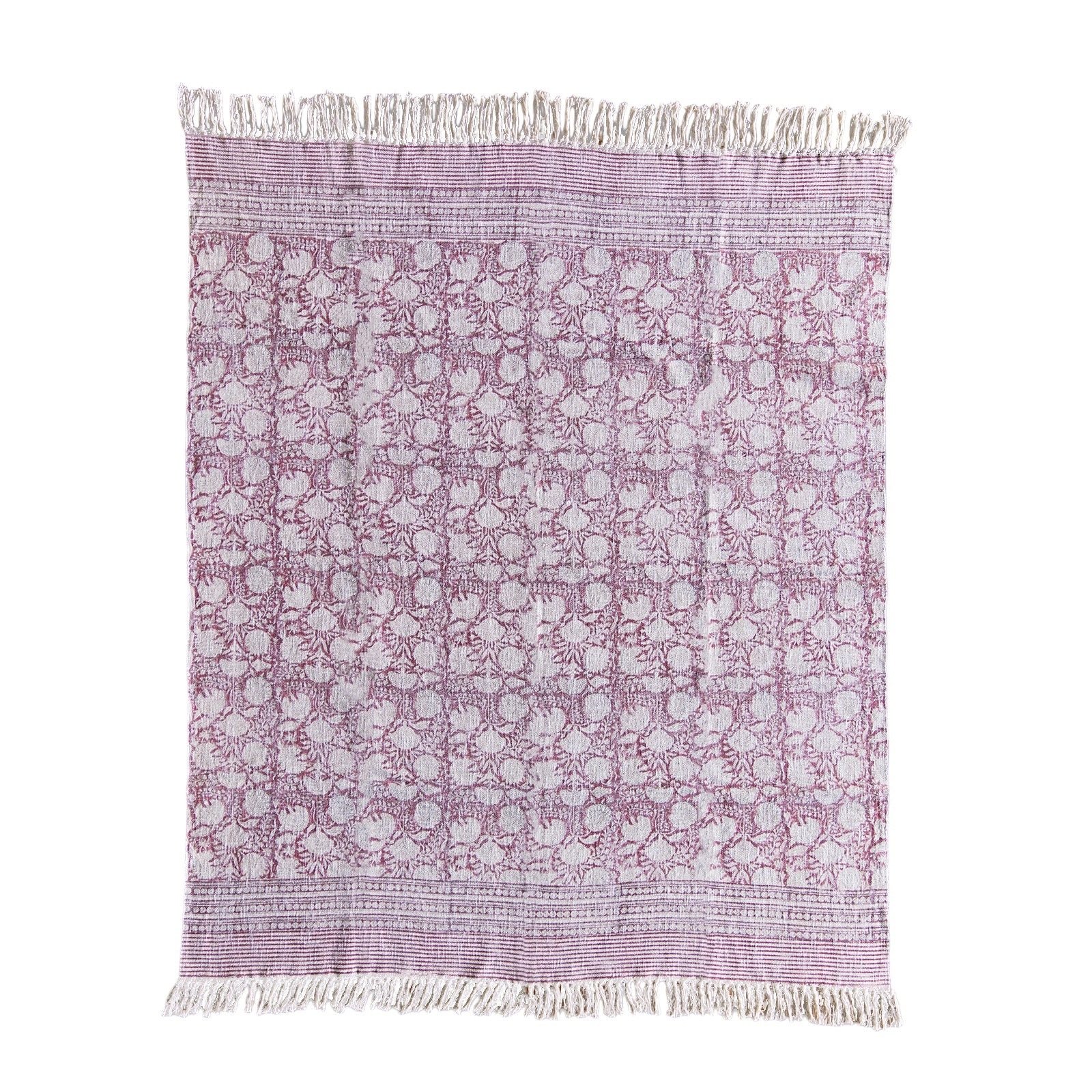 Handloom Cotton Throw - Blush Floral