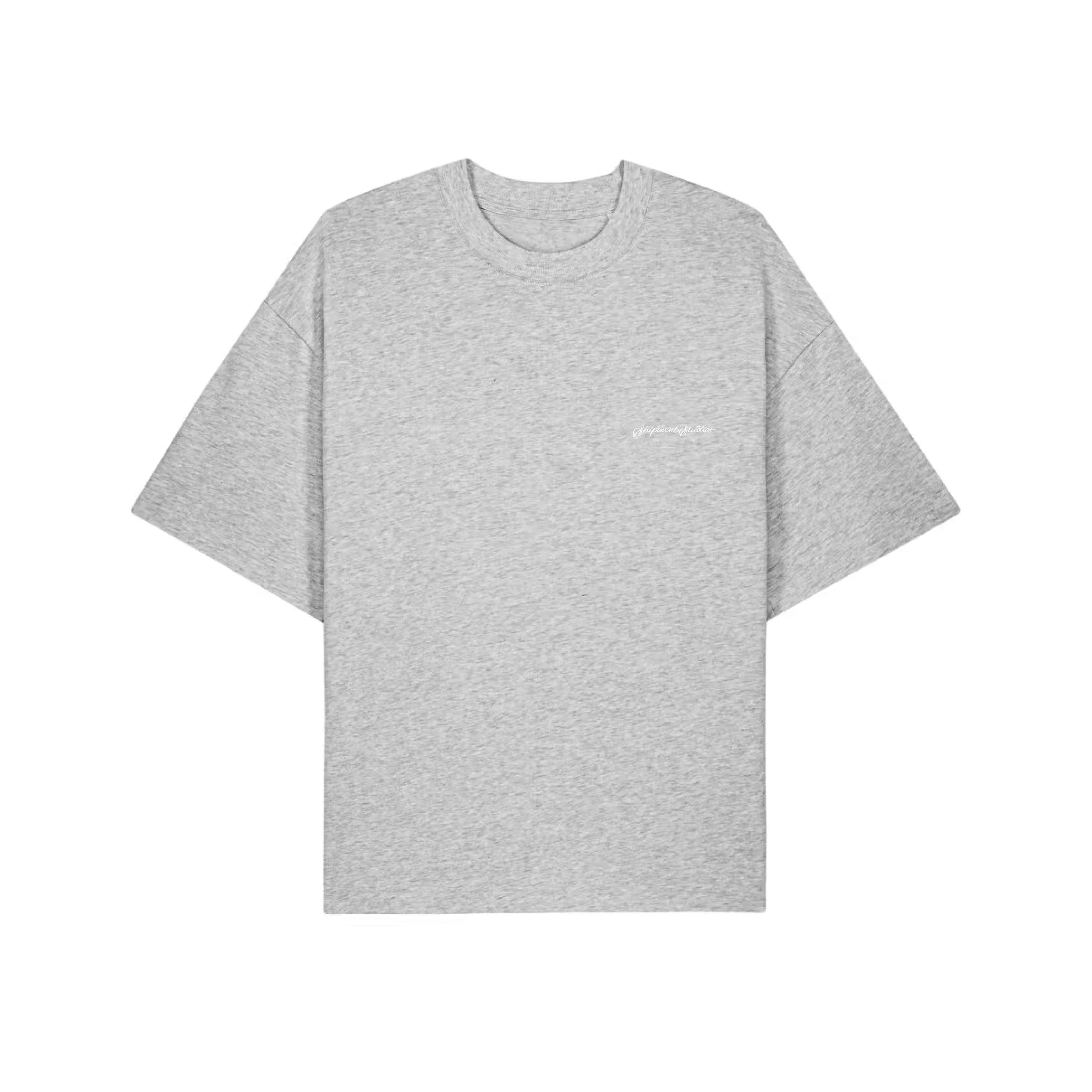 SCRIPT TEE - HEATHER GREY