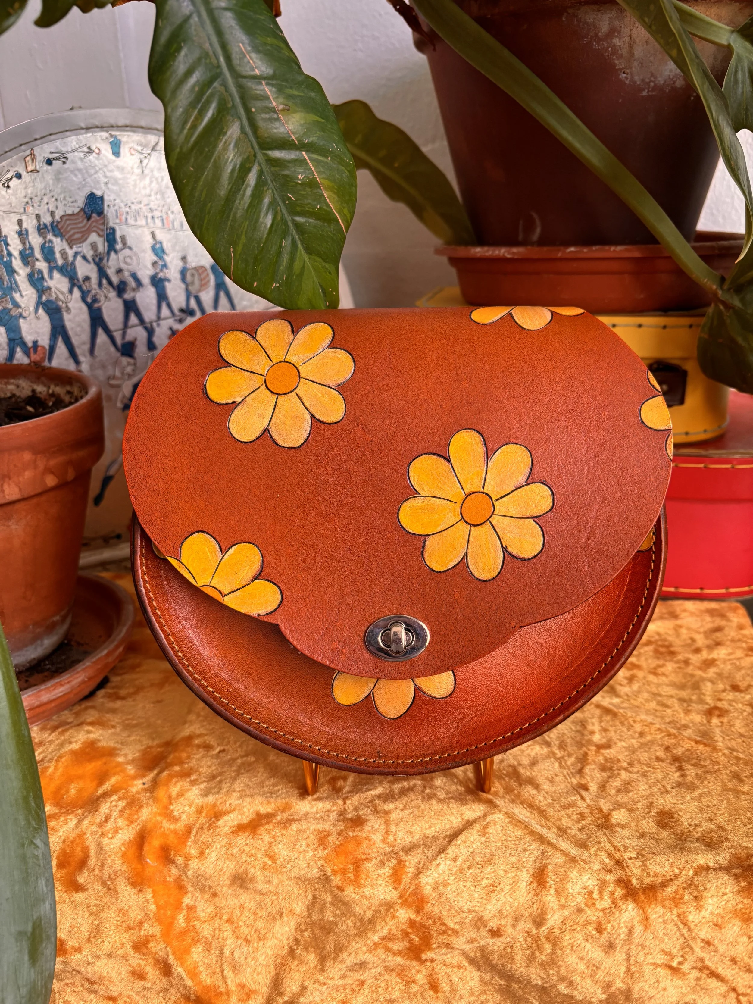 SMALL Brown Daisy Bag