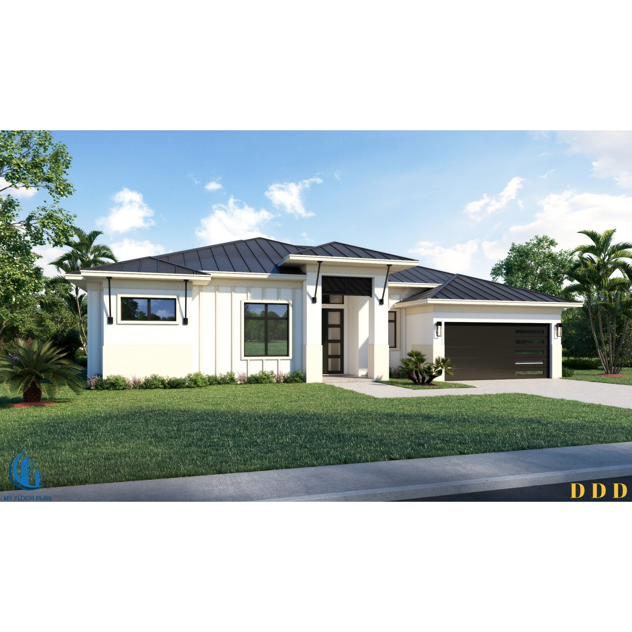 The Olivia – 3 Bed / 2.5 Bath Modern Florida Home Plan