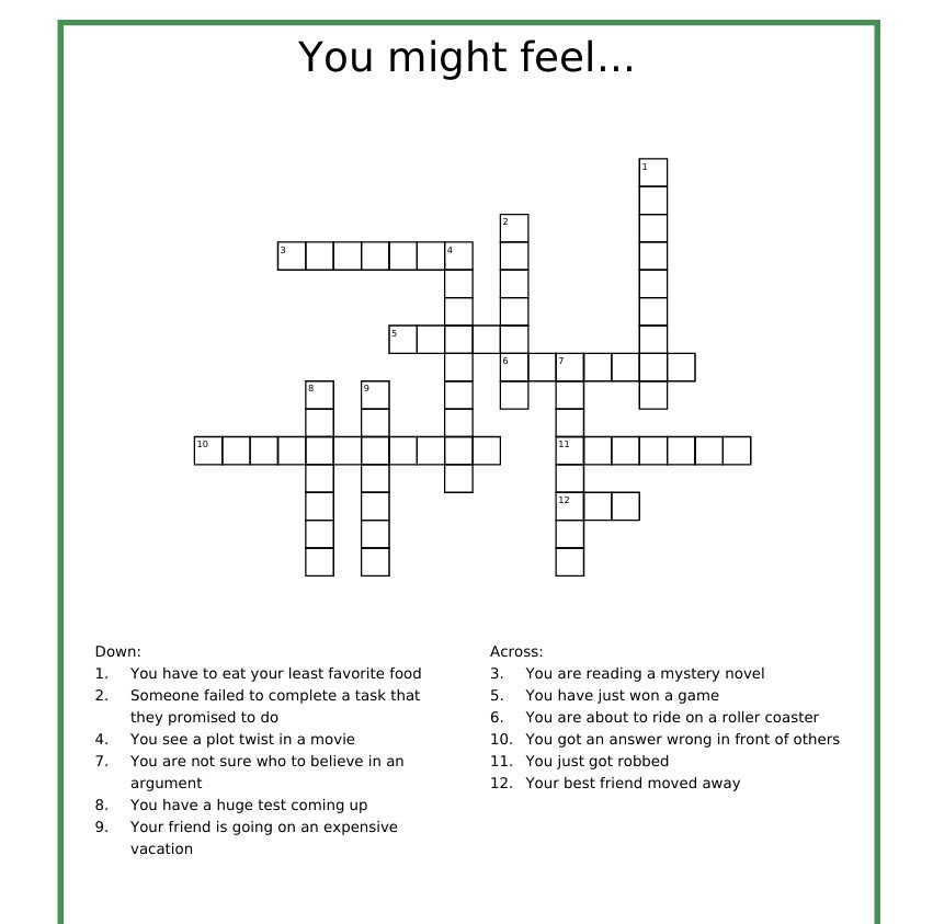 Crossword of quarter - Emotions