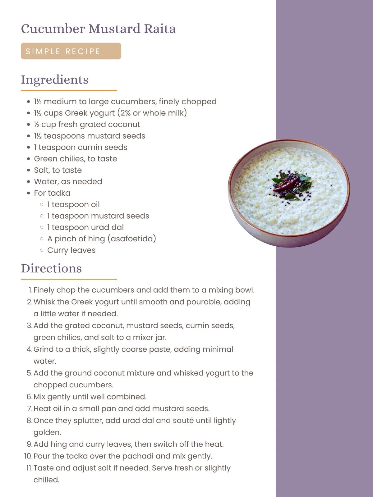 Cucumber Mustard Raitha