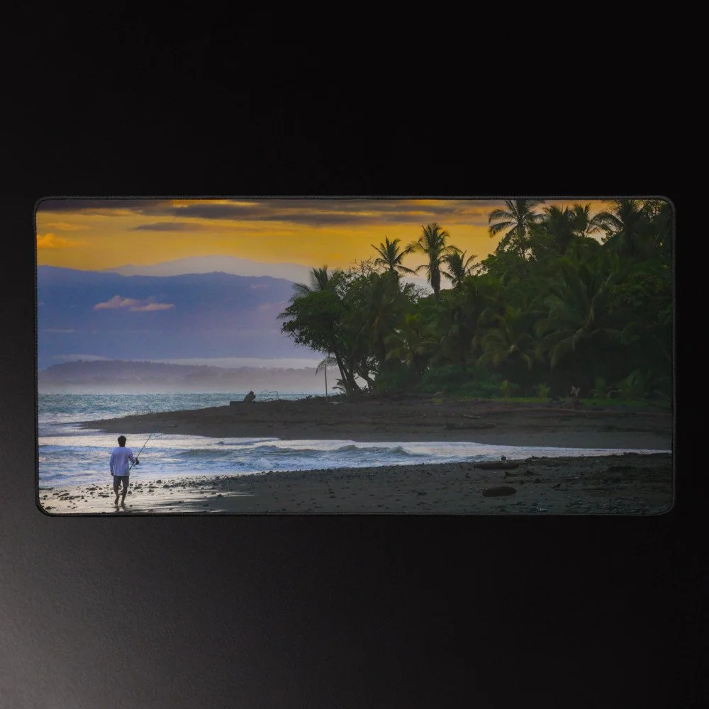 The Fisherman at Sunrise II - Coastal Photography Desk Mat 16x32