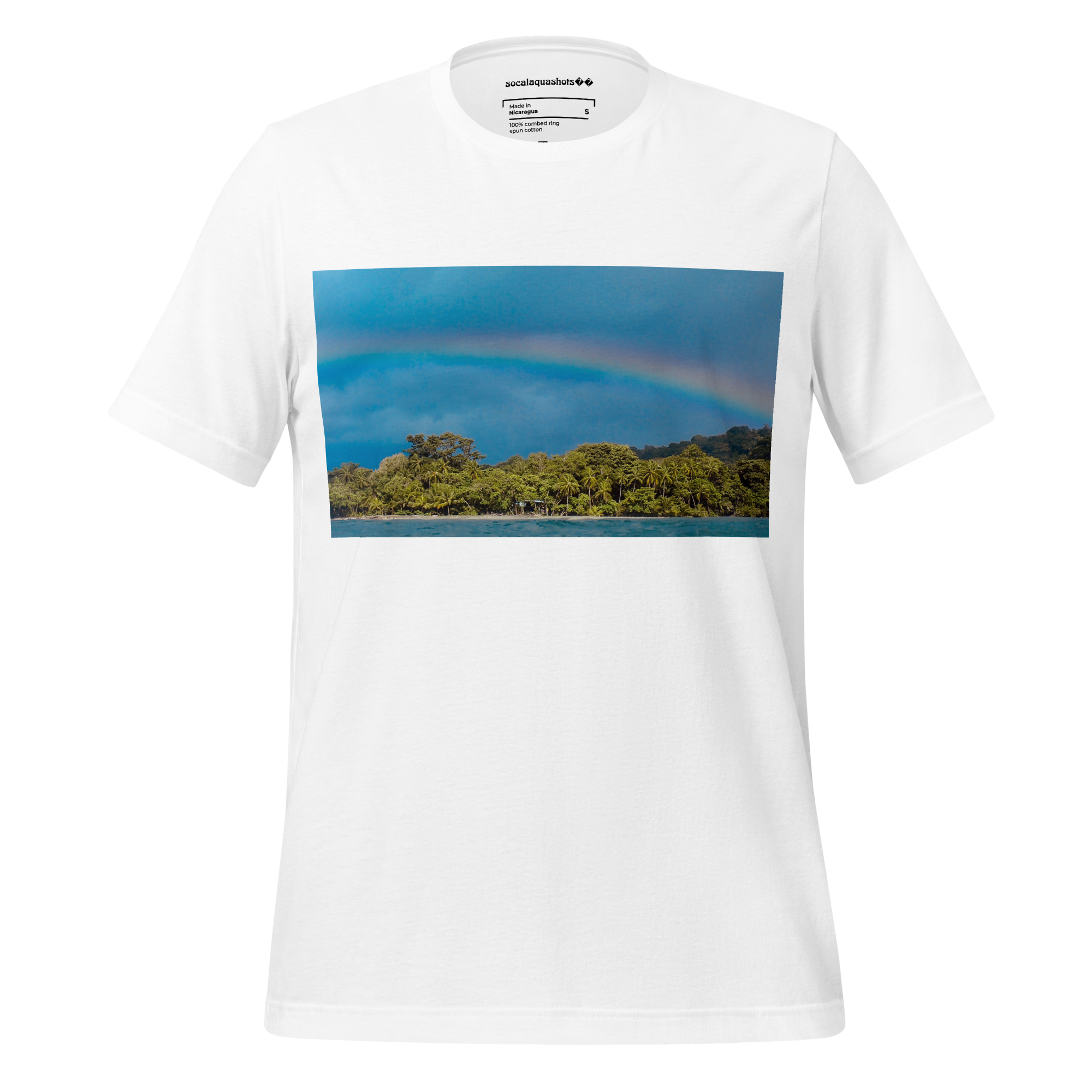 Tropical Coast Photography Unisex T - Shirt (Solid Colors) - "Rainbow over Pavones"