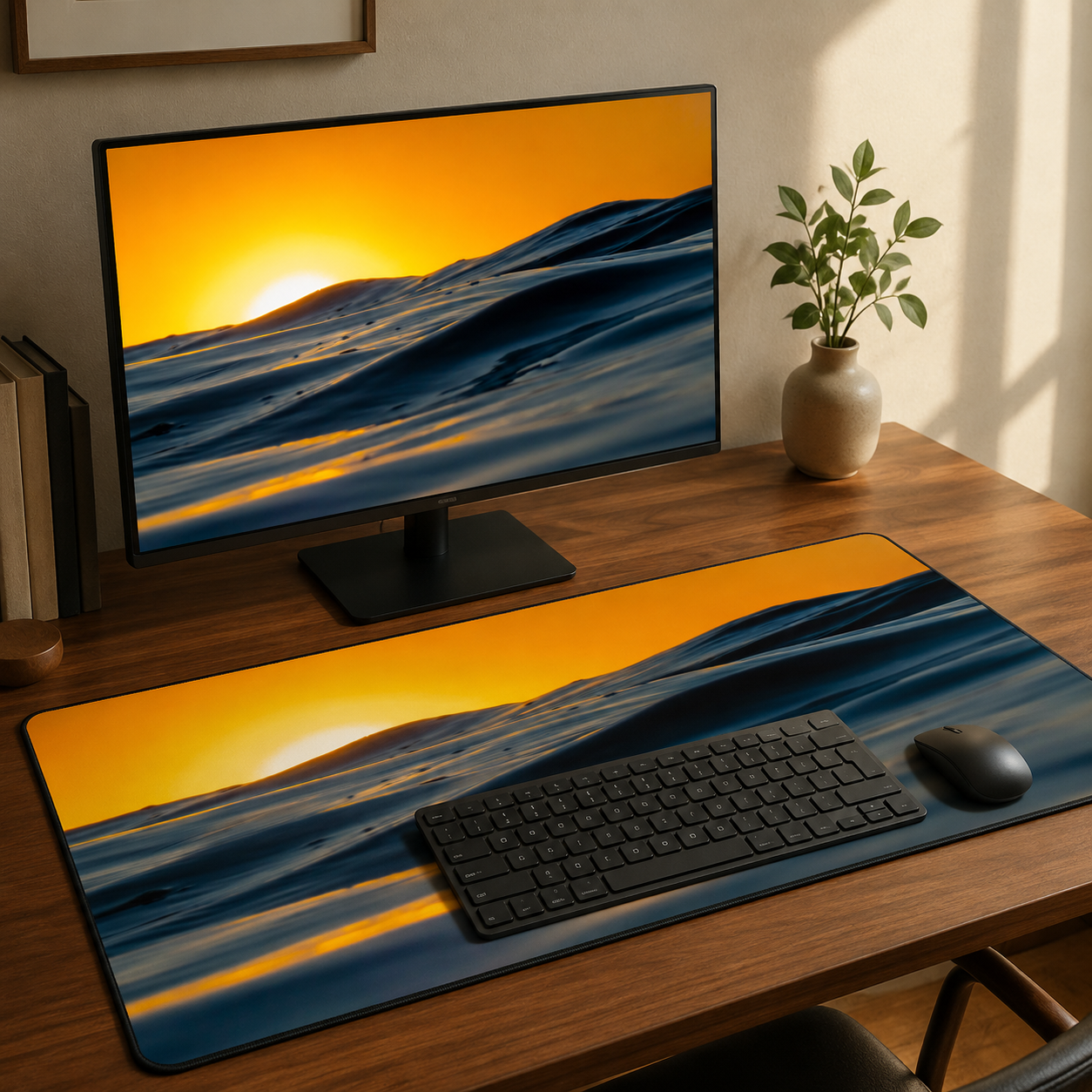 Warmth - California Sunset Photography Desk Mat 16x32