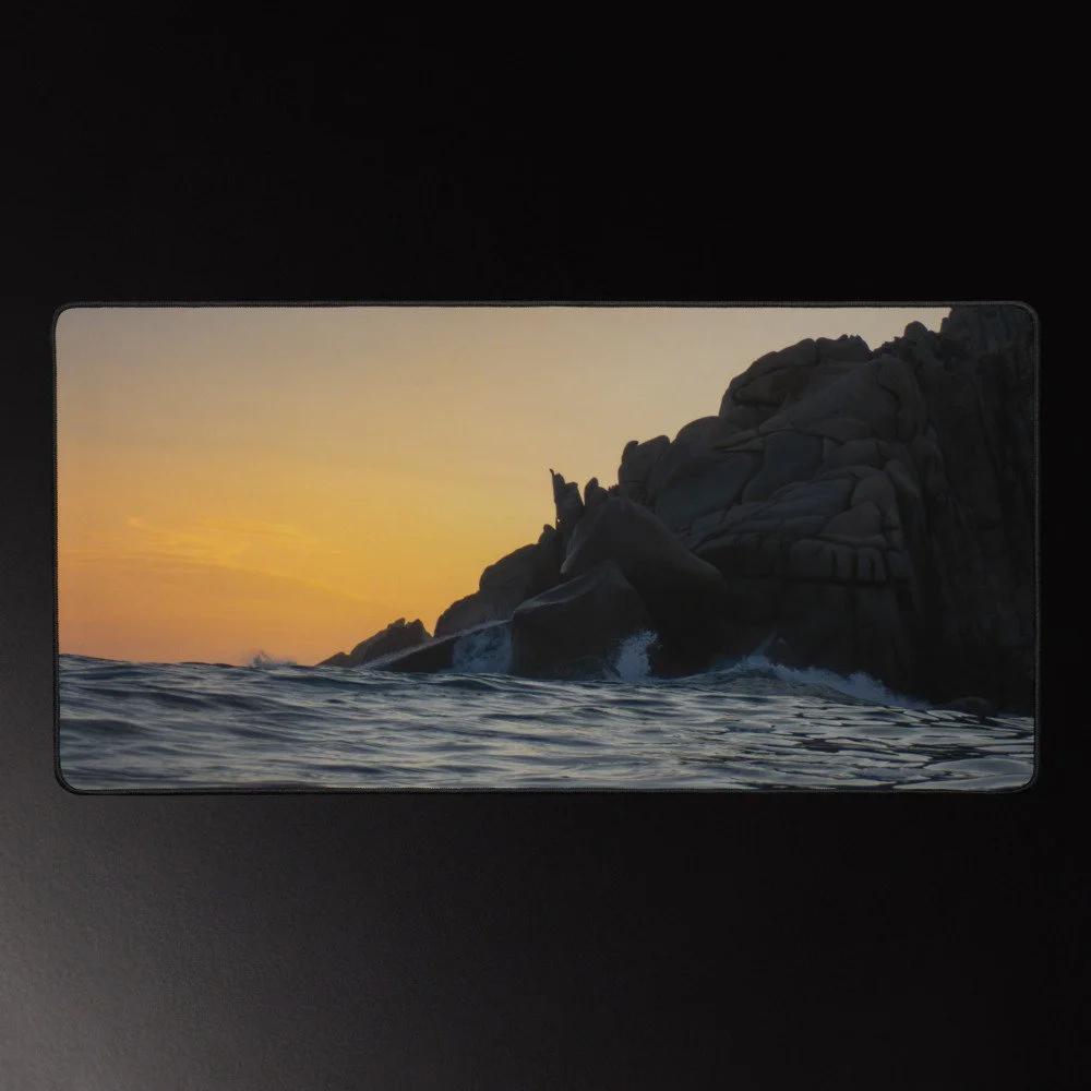 Roca Guay at Dusk - Oaxaca Coastal Photography Desk Mat 16x32