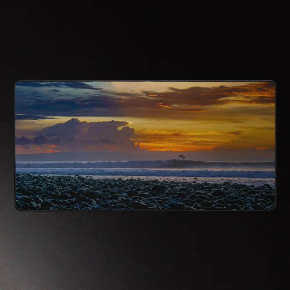 Last One Before Dark - Surf Photography Desk Mat 16x32