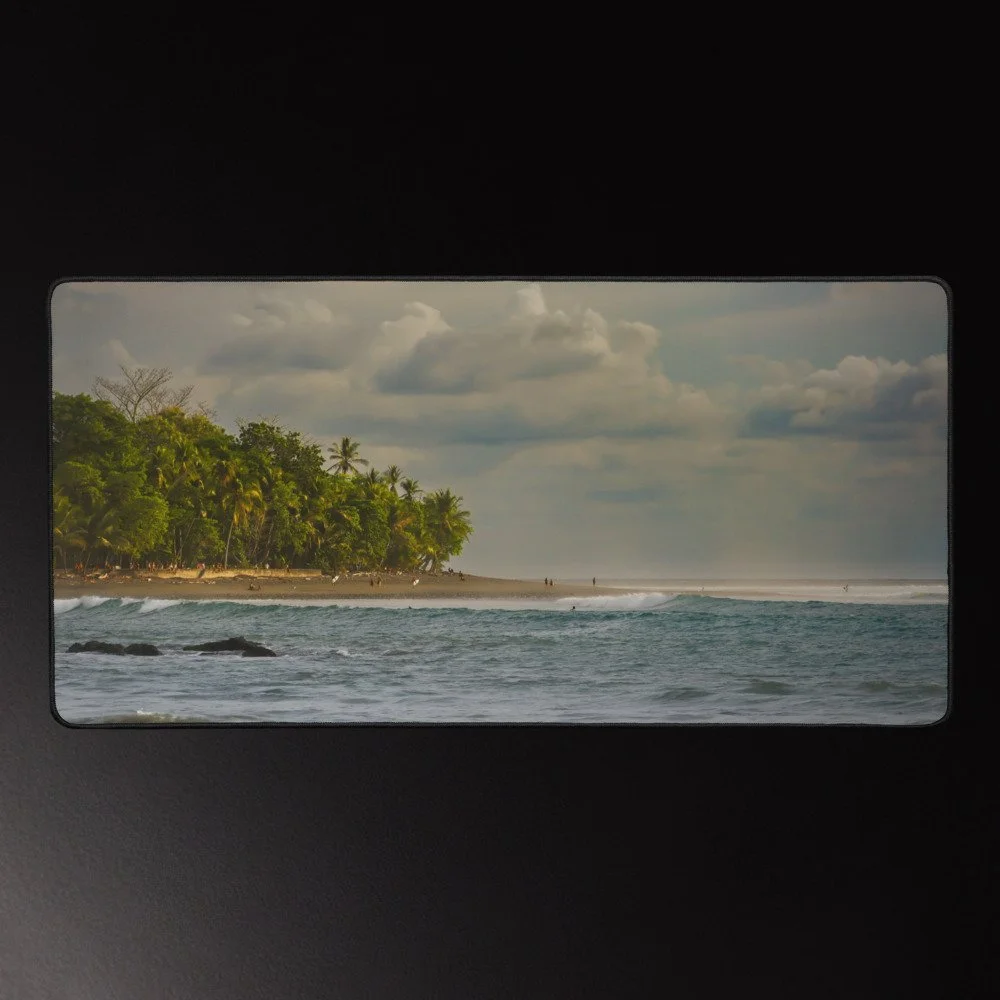 Golden Hour at the Wall - Costa Rica Coastal Photography Desk Mat 16x32