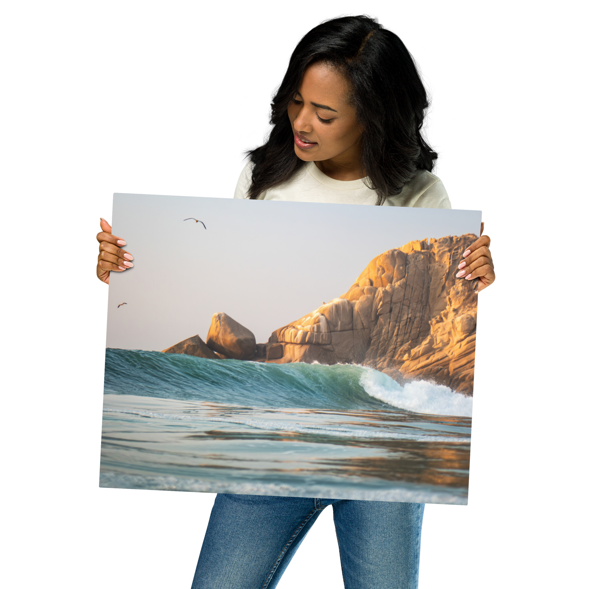 Surf, Ocean & Sunset Photography Metal Print 16x20 - "Barra Wave & Stone"