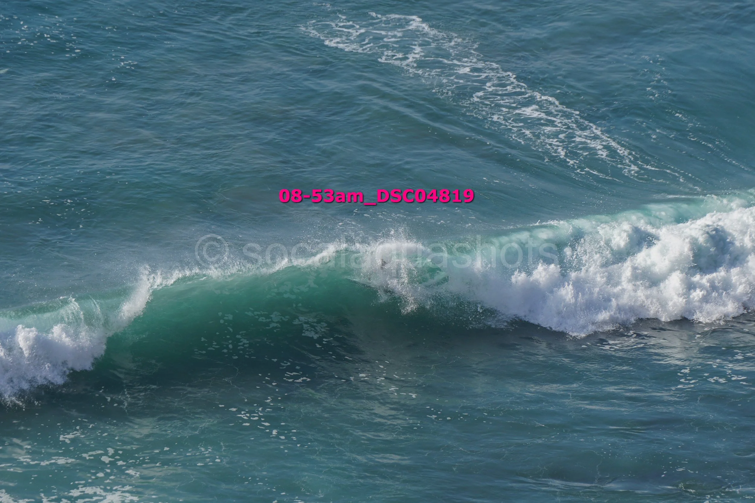 Ocean waves rolling with white foamy crest.