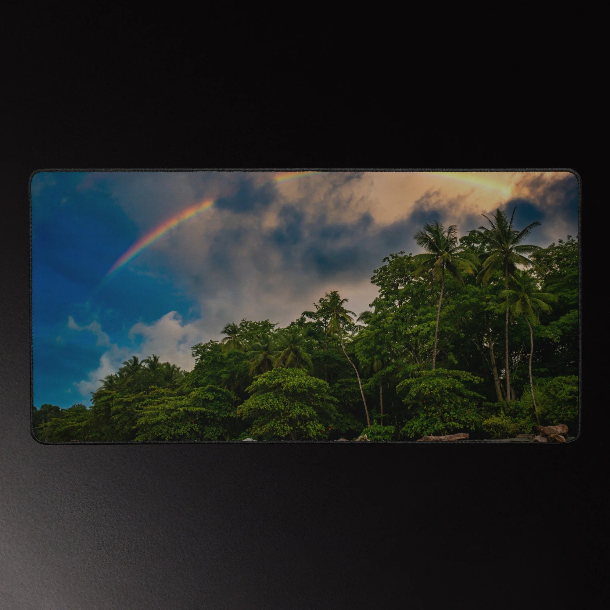 Double Twilight - Ocean Sunset Photography Desk Mat 16x32