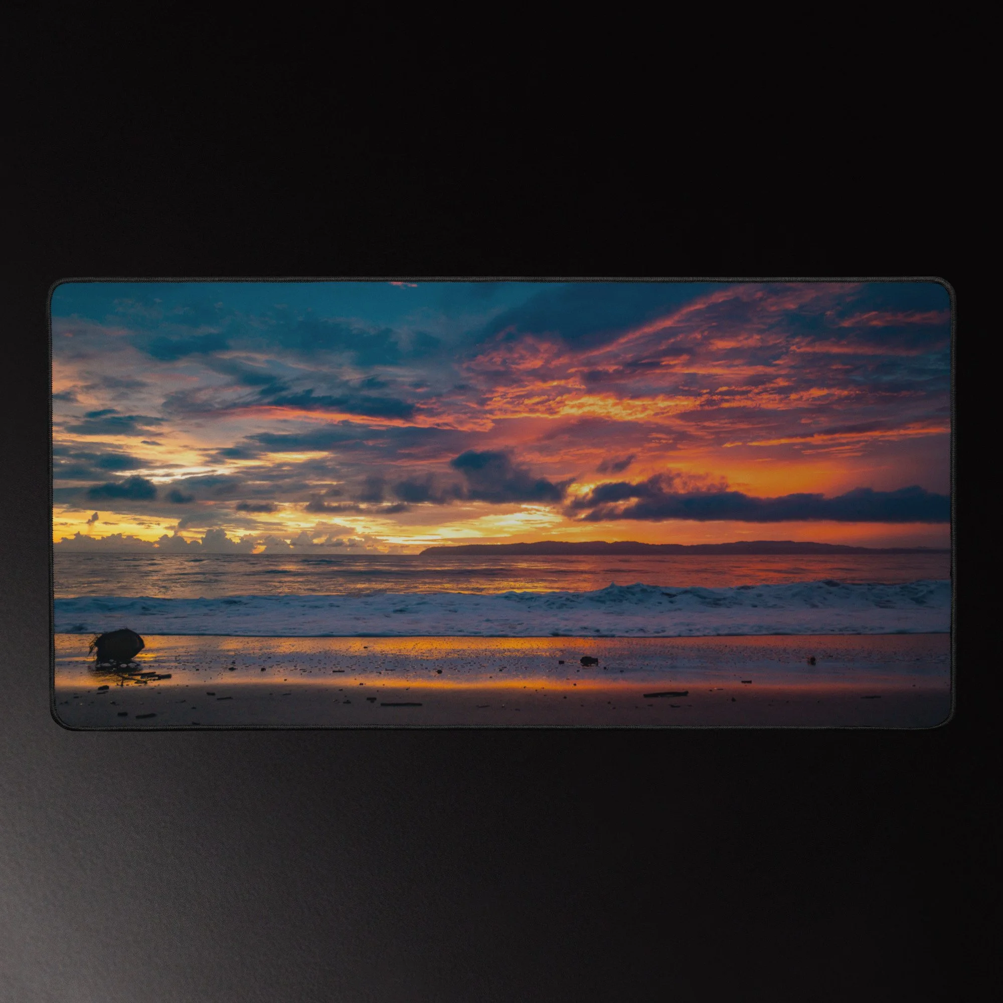 Pacific Glow - Ocean Sunset Photography Desk Mat 16x32