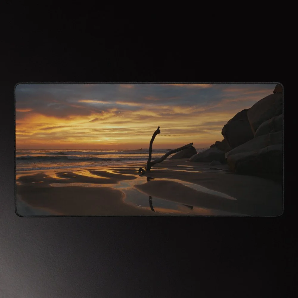 Barra de la Cruz Sunrise - Mexico Coastal Photography Desk Mat 16x32