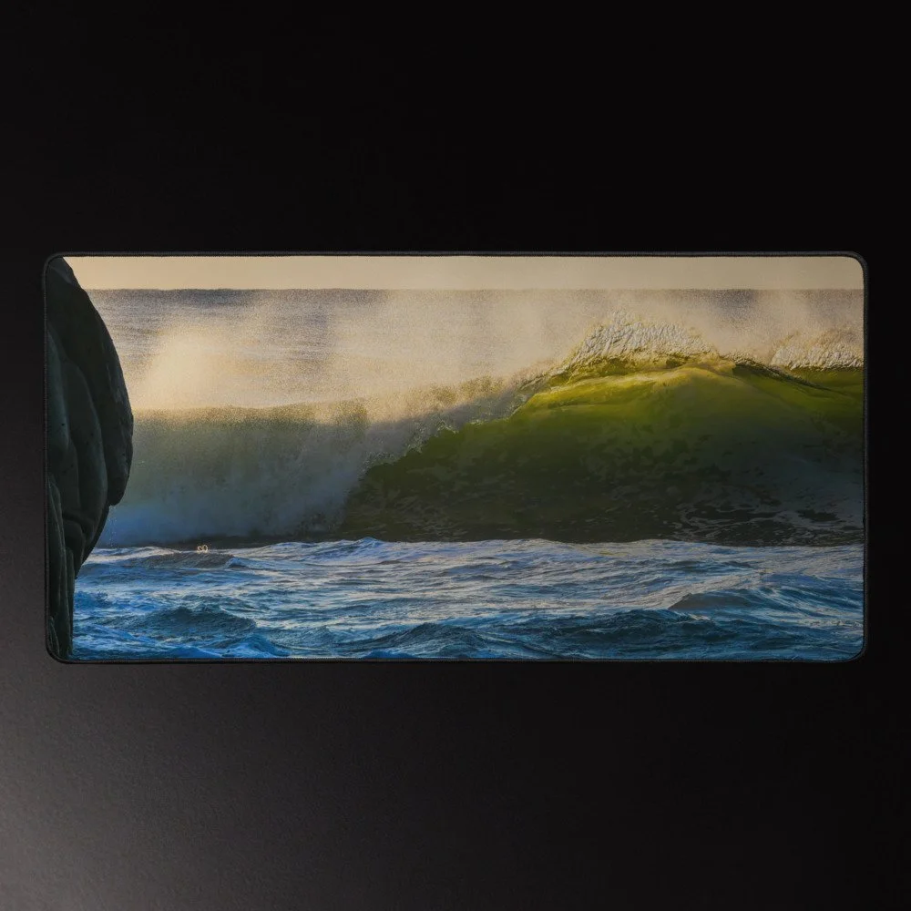Green Wave, Blue Mind - Surf Photography Desk Mat 16x32