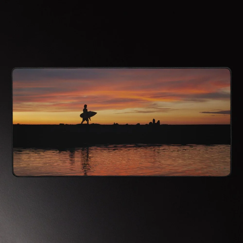 First One Out - Surf Photography Desk Mat 16x32