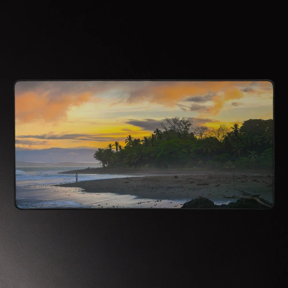The Fisherman at Sunrise - Coastal Sunrise Photography Desk Mat 16x32