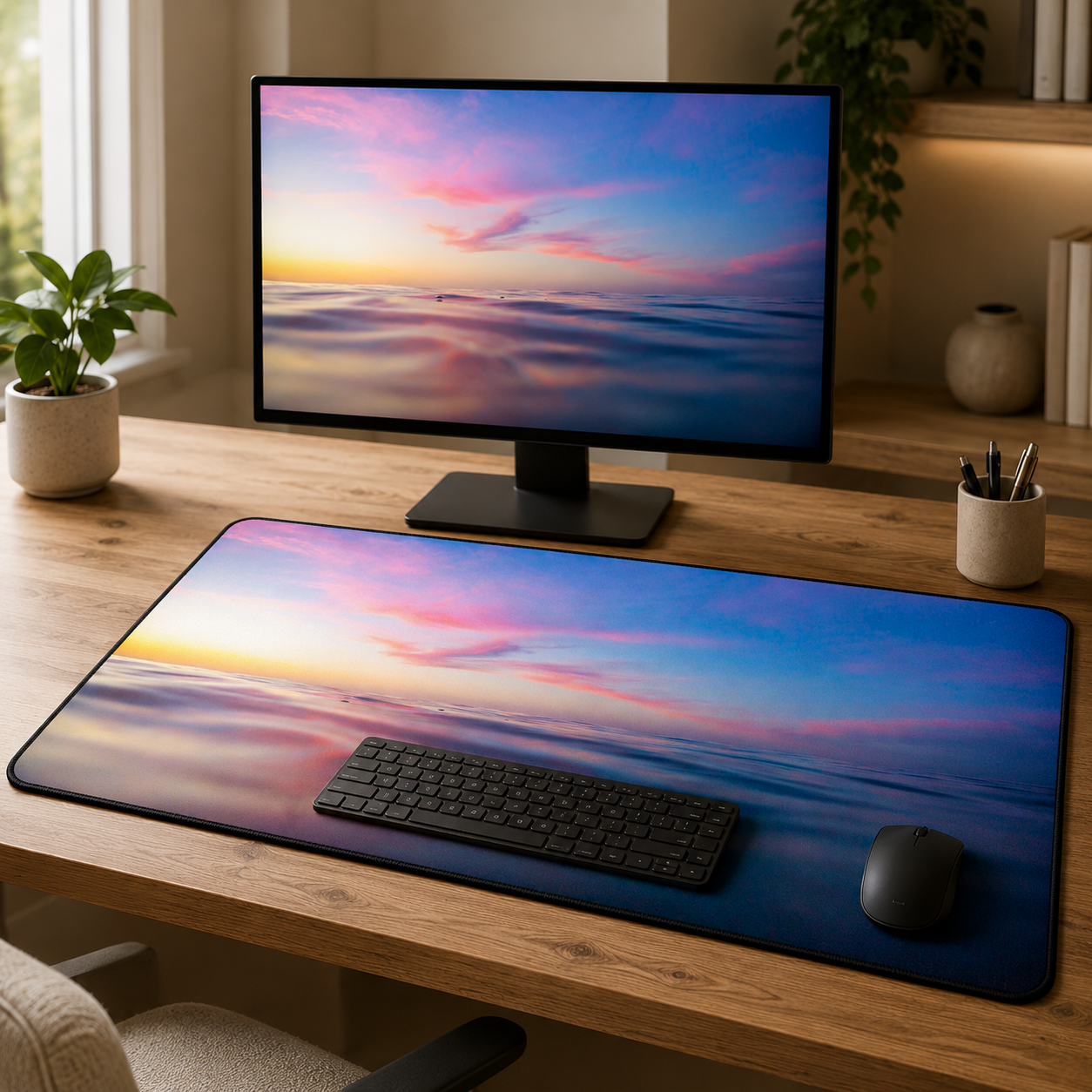 Drifting in Pastel - Ocean Sunset Photography Desk Mat 16x32