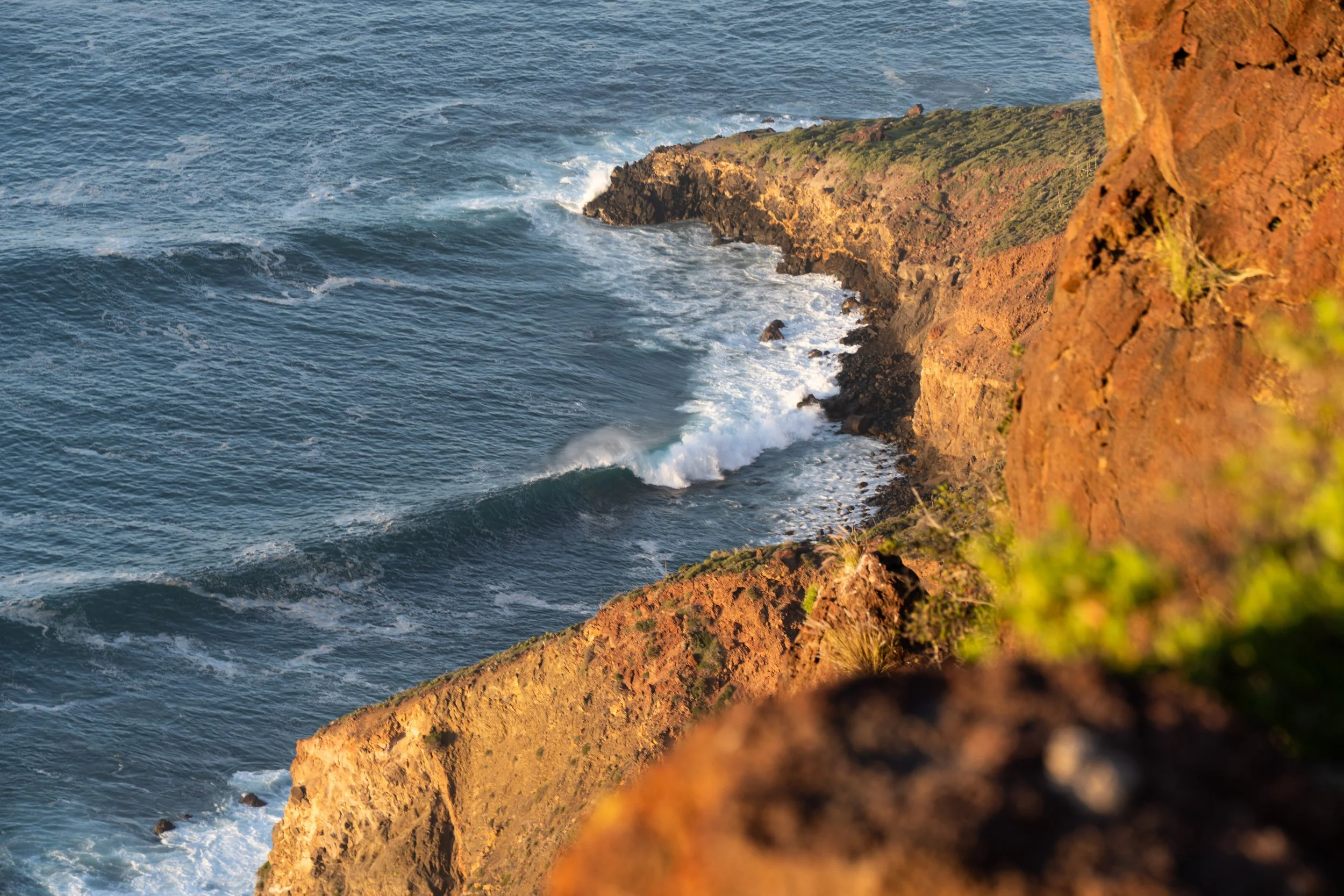 Rocky shorebreak in Baja.