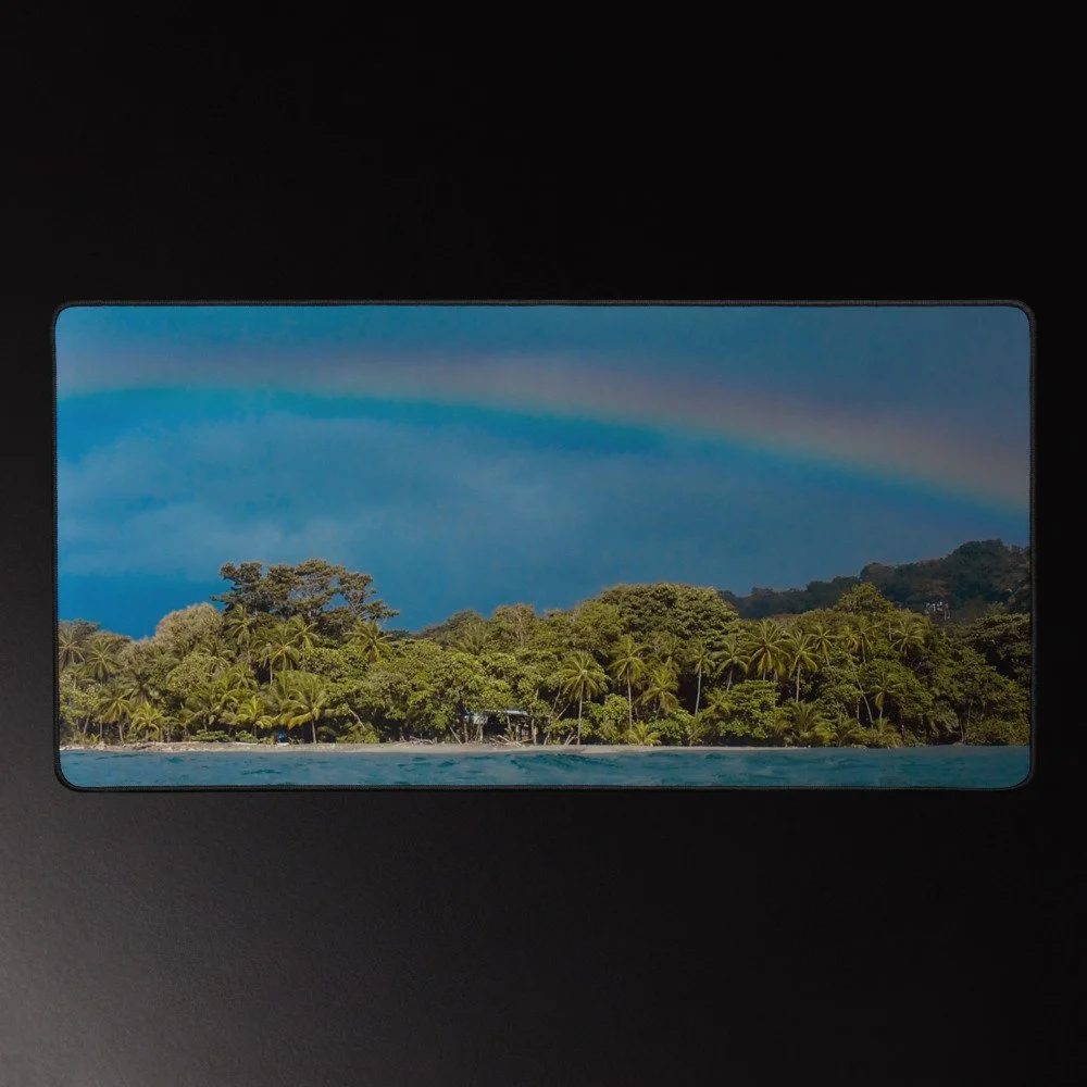 Rainbow over Pavones - Costa Rica Photography Desk Mat 16x32