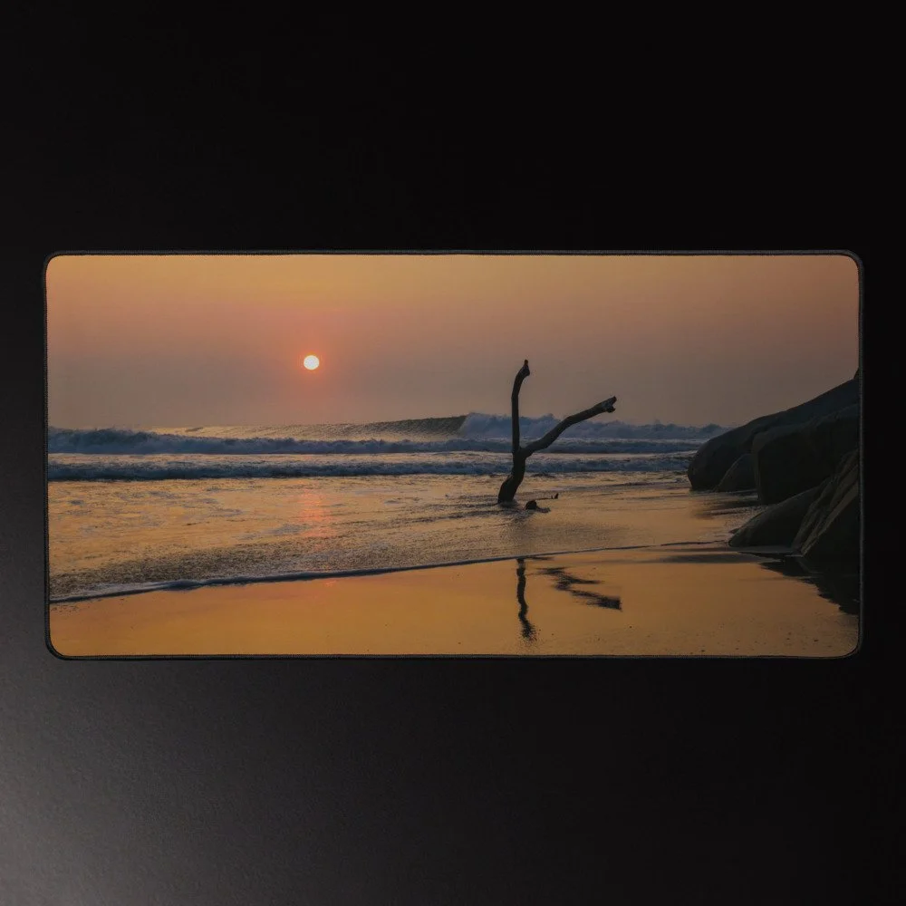 Warm Sunrise in Barra de la Cruz - Oaxaca Photography Desk Mat 16x32
