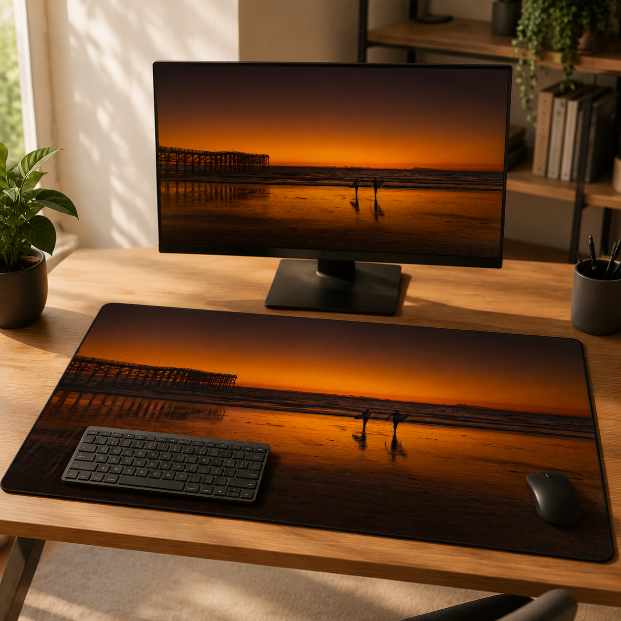 Copper Tone - Coastal Sunset Photography Desk Mat 16x32