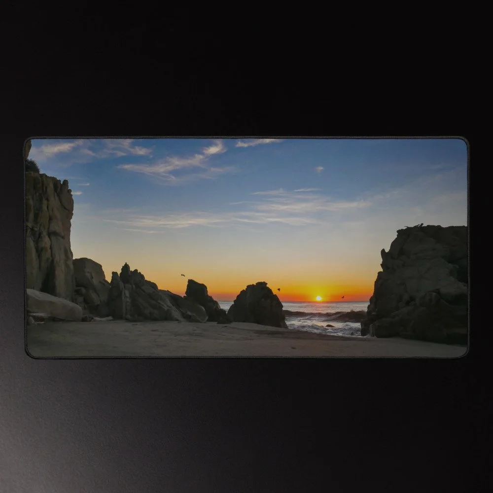 Playita Sunrise - Tropical Sunrise Photography Desk Mat 16x32