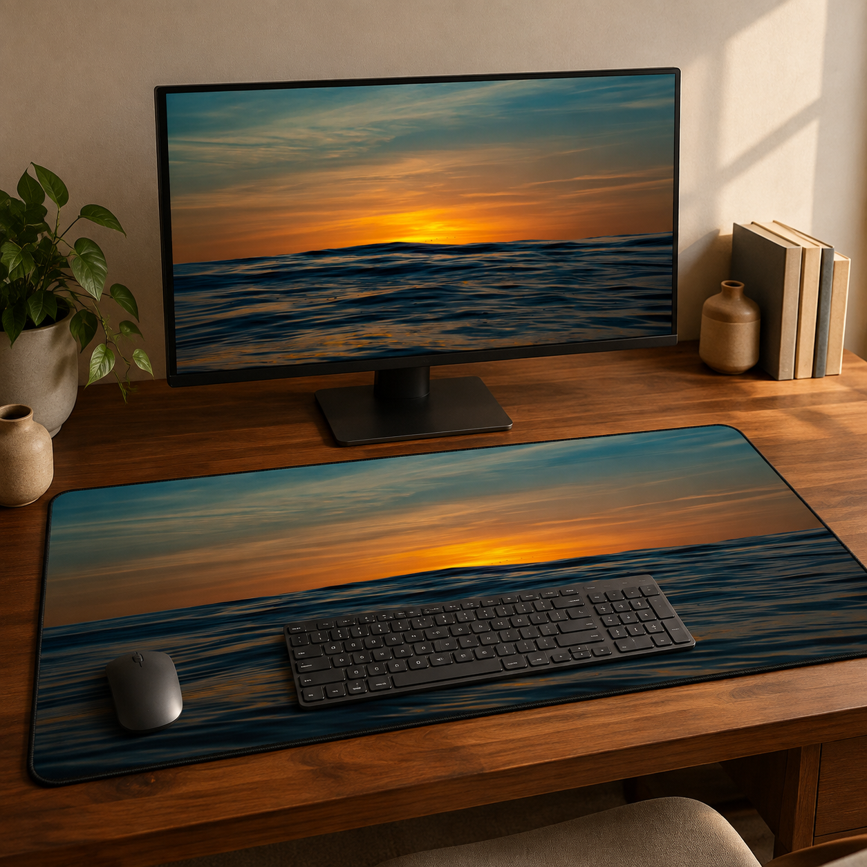Sunset Formation - San Diego Sunset Photography Desk Mat 16x32