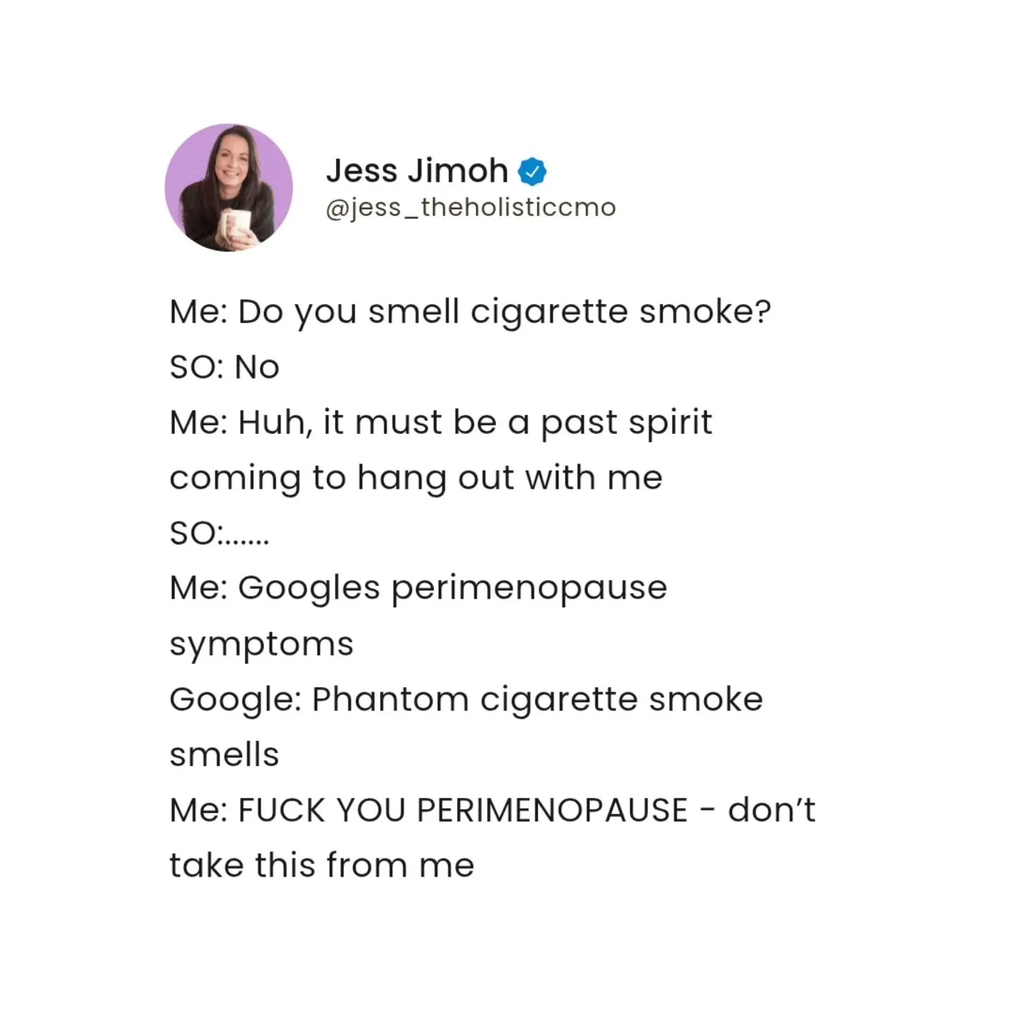 What is your craziest perimenopause symptom?

Womem, share in the comments, we're in this together and need to help each other not feel so crazy! 

#perimenopause #eldermillenial #womeninleadership #womensupportingwomen