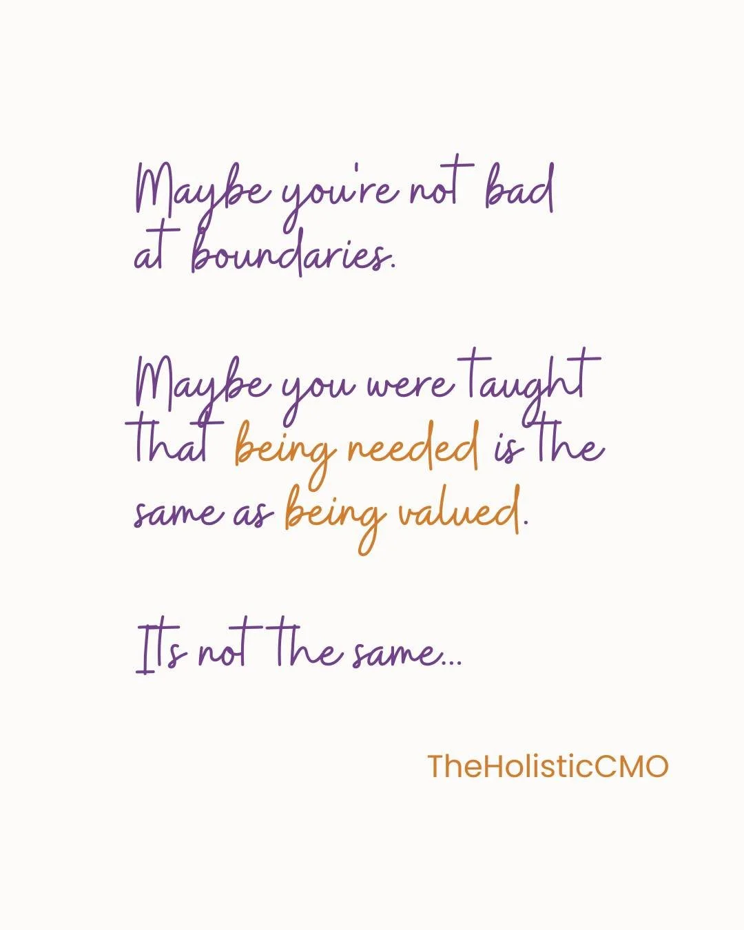 When you've reached a point in your life that you realize being needed is very different than being valued. Now we value our boundaries far more than being needed. 

Save this for the next time you need a friendly reminder. 

#womeninleadership #wome