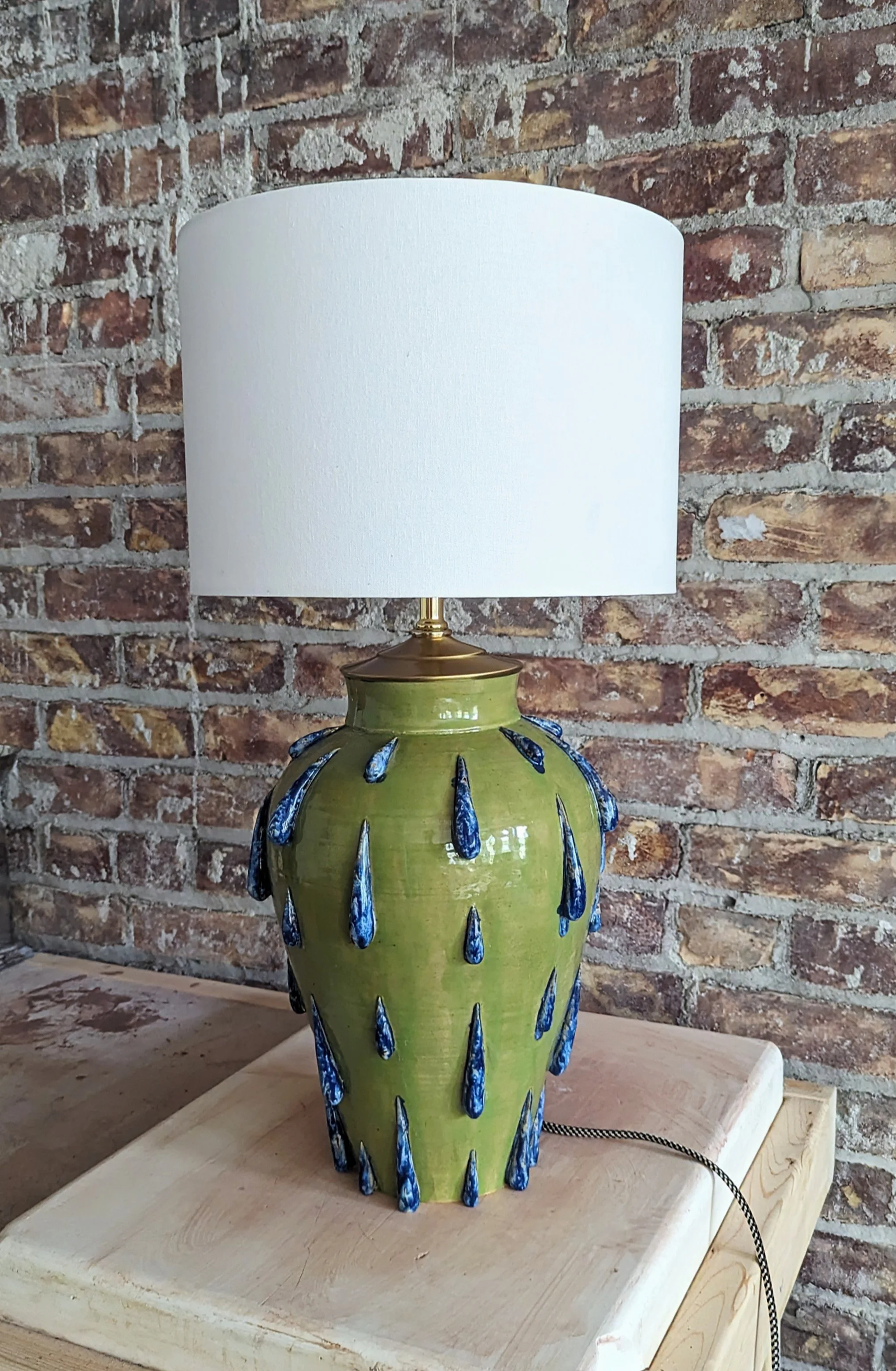 Summer Rain Lamp
Stoneware clay, Brass, & Linen Shade,
2024