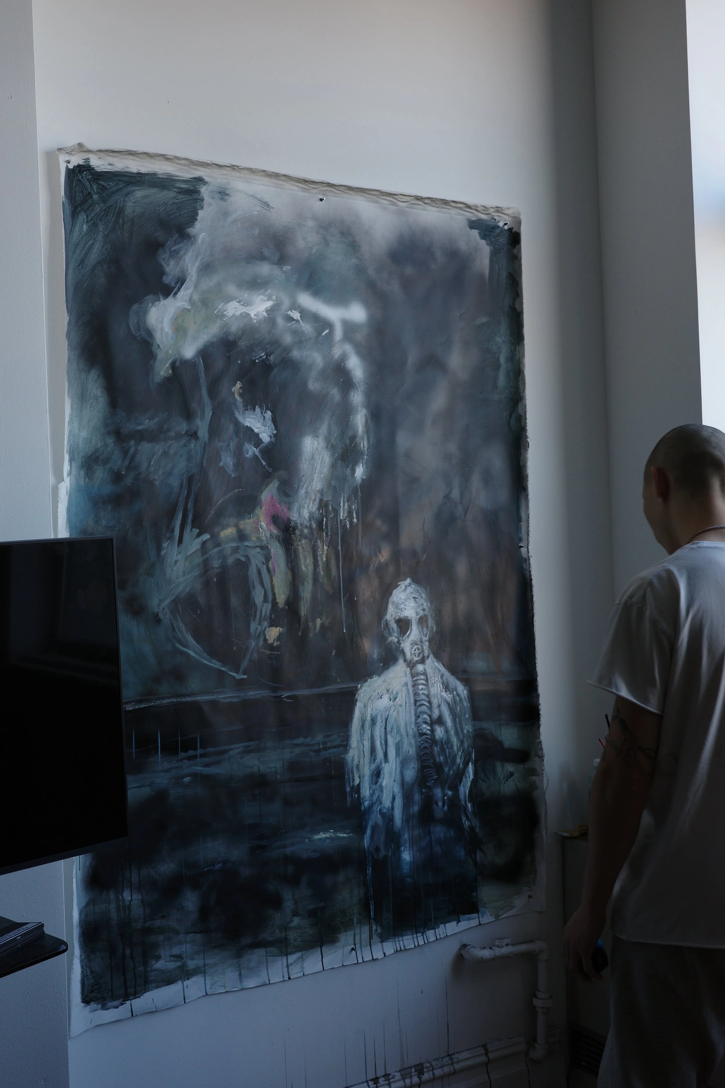 Tino Park, contemporary painter, painting in studio, Brooklyn, relaispunkt, rp.1