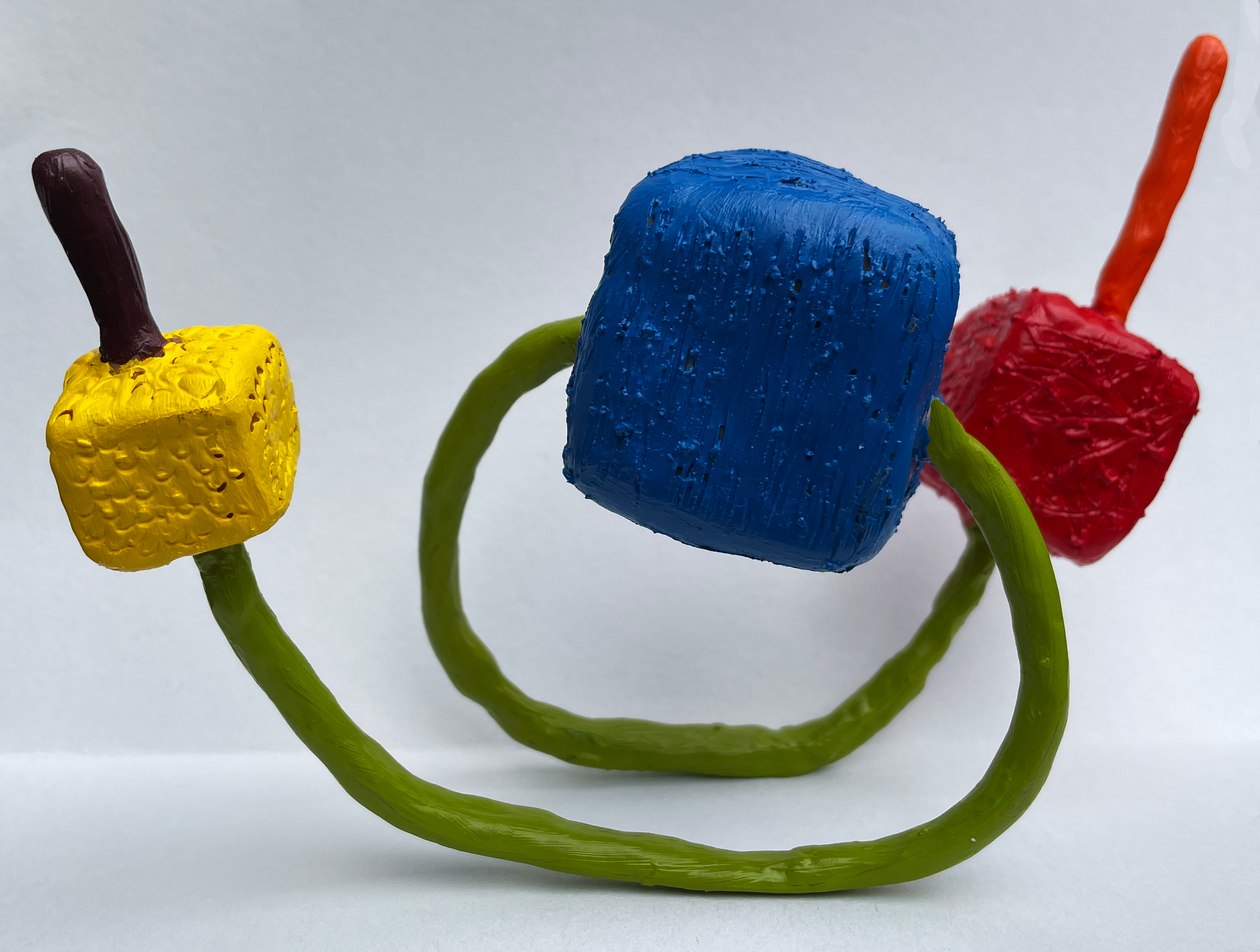 Hybrid Composition, Clay with Foil Armature and Acrylic Paint