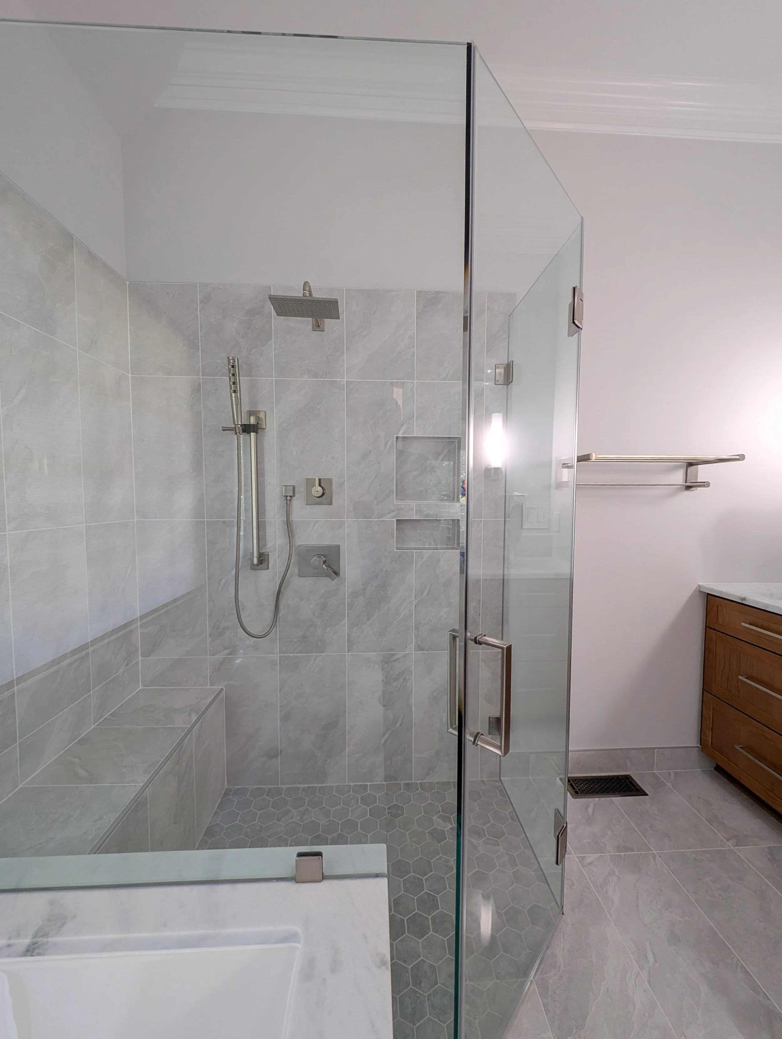 End view of shower enclosure