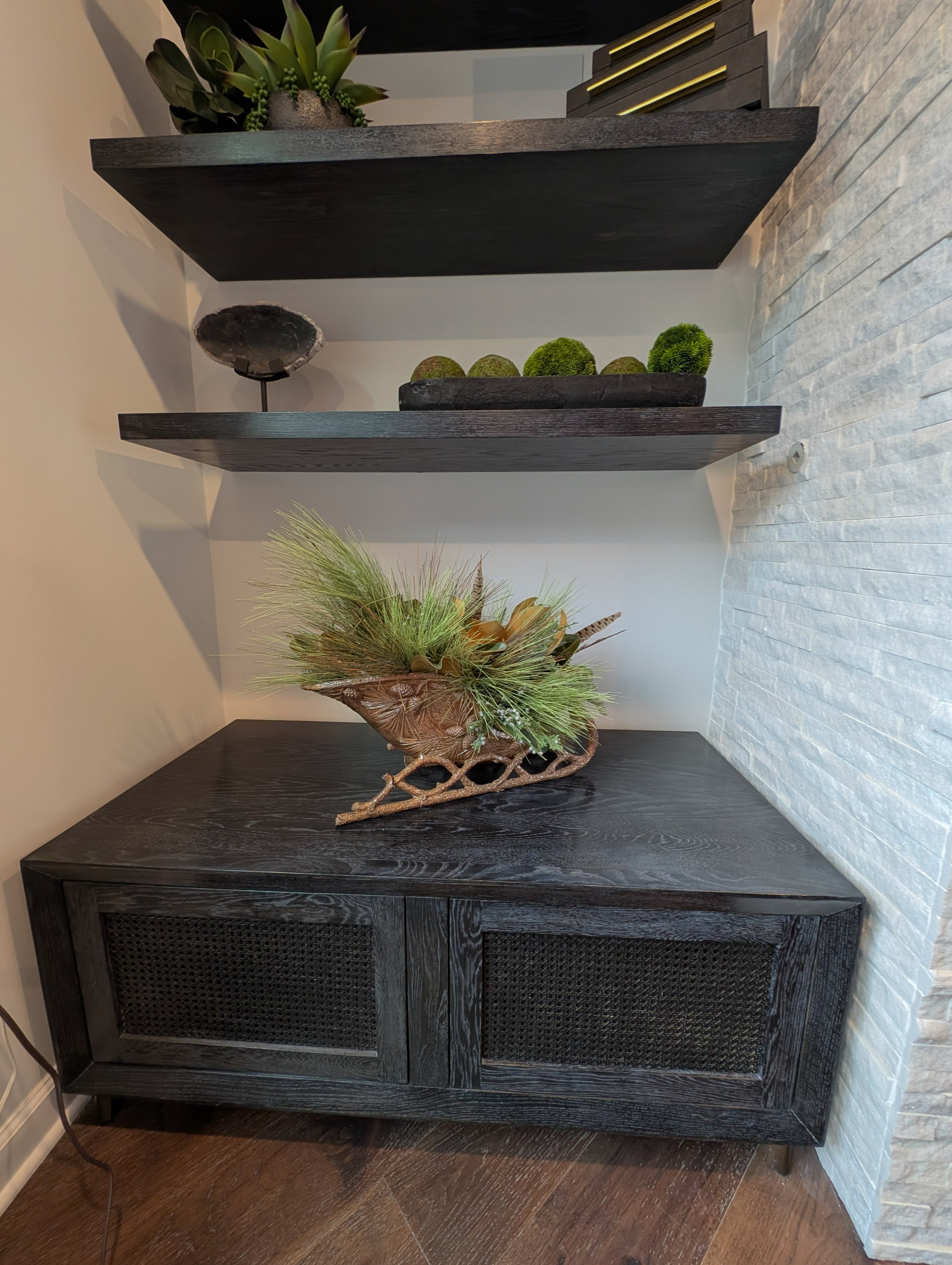 Oak Bench with media storage