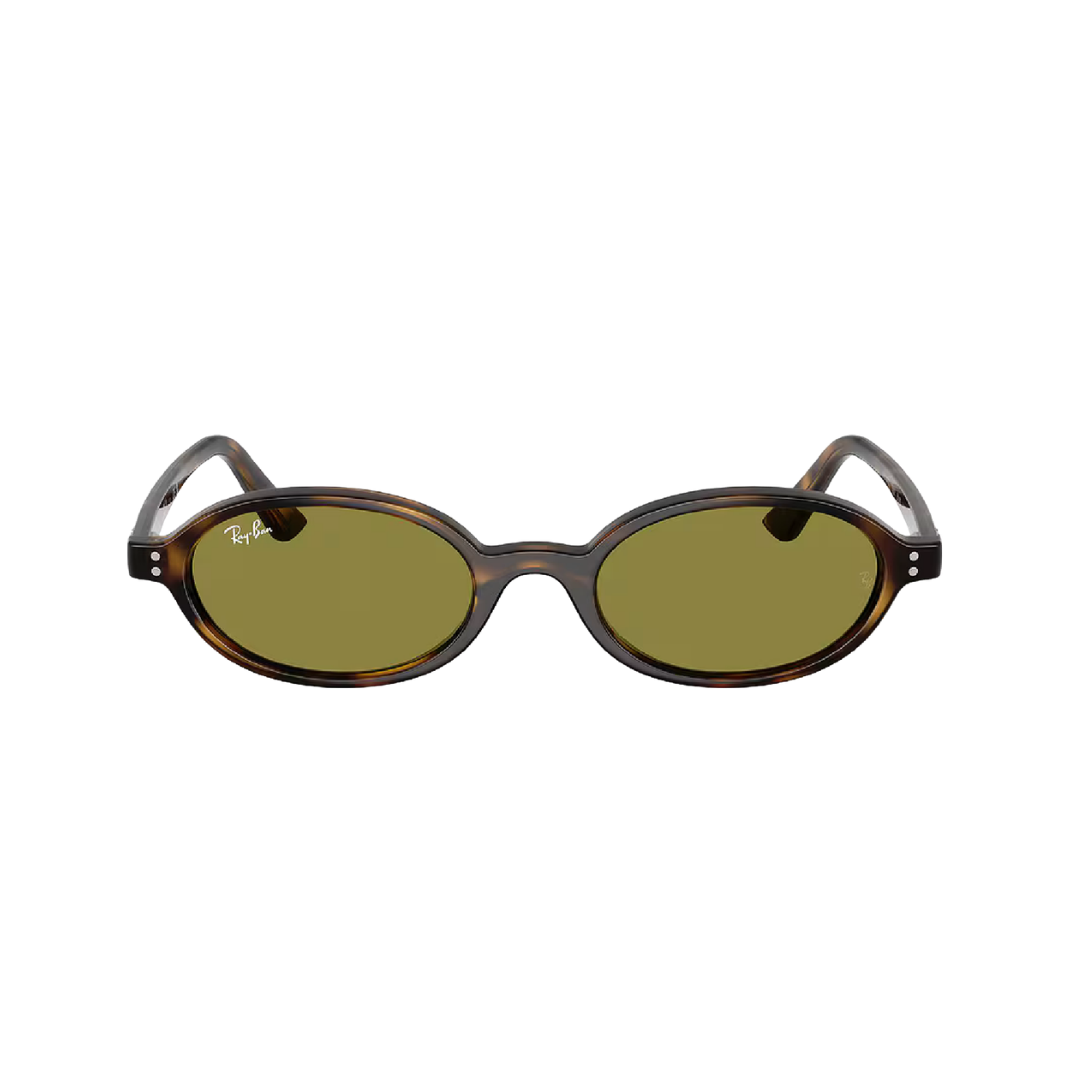 Vintage-inspired tortoiseshell acetate oval-frame sunglasses with olive tinted lenses