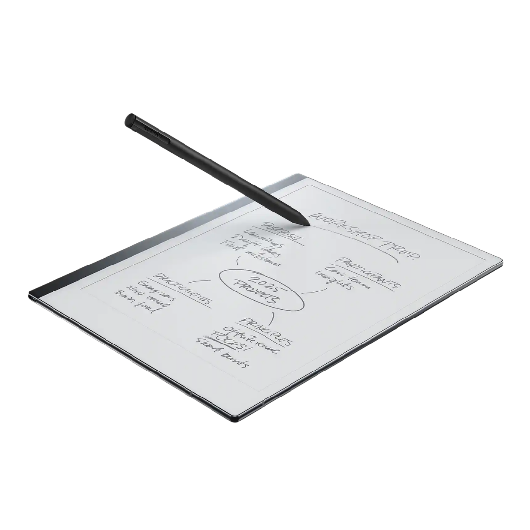 Shop reMarkable 2: A paper tablet for writing, shown with a black digital pen on top.