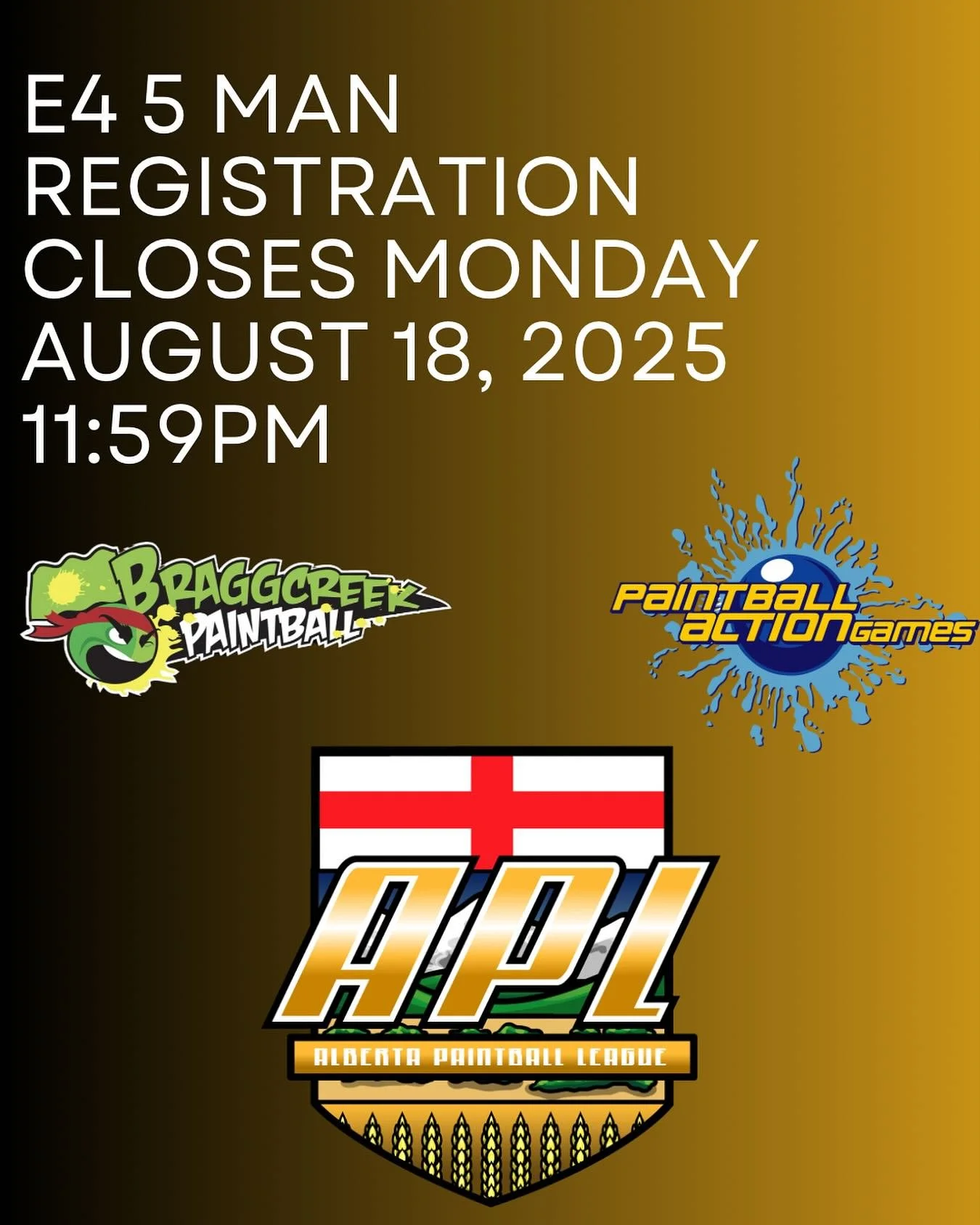 Registration closes next Monday for the next 5man event. Get your team registered today!!