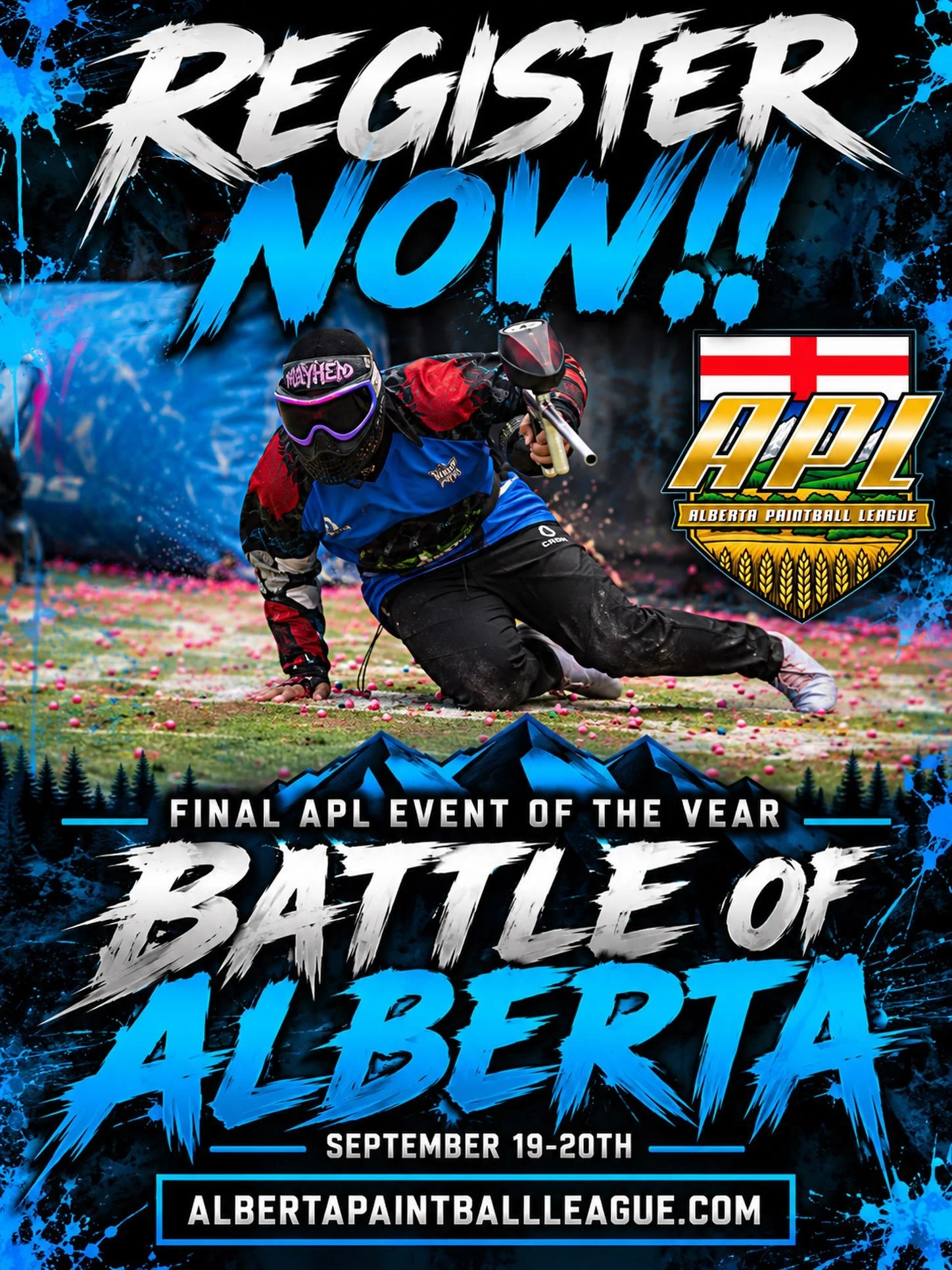 🔥 REGISTER NOW &mdash; BATTLE OF ALBERTA! 🔥

The FINAL APL EVENT OF THE YEAR is coming up, and it&rsquo;s time to finish the season with a bang! 💥

📅 September 19&ndash;20th
🏆 Battle of Alberta
🔫 Alberta Paintball League

Get your squad togethe
