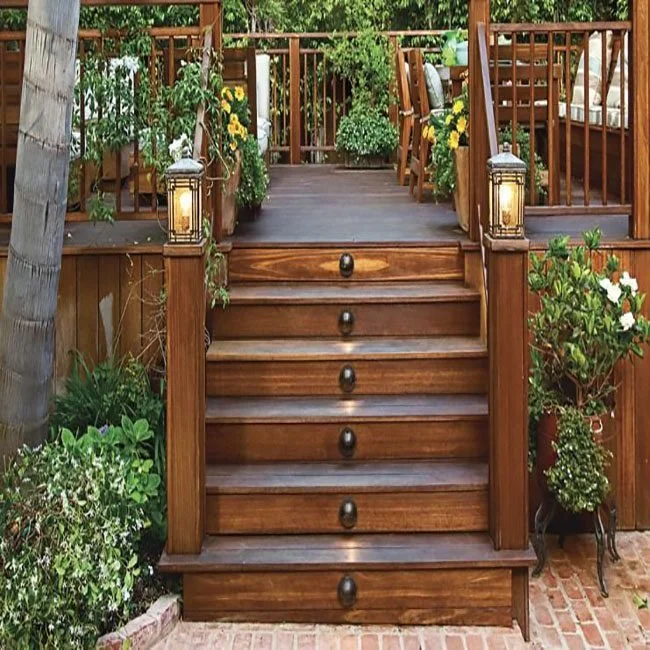 Stairs leading up to raised deck