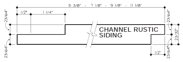 Diagram of channel rustic siding with dimensions