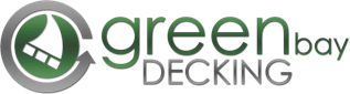 Green Bay Decking logo with green and black text and circular design