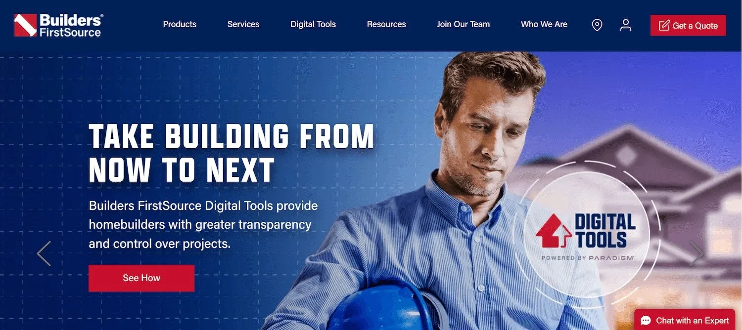 Builders FirstSource Homepage: Take Building From Now to Next