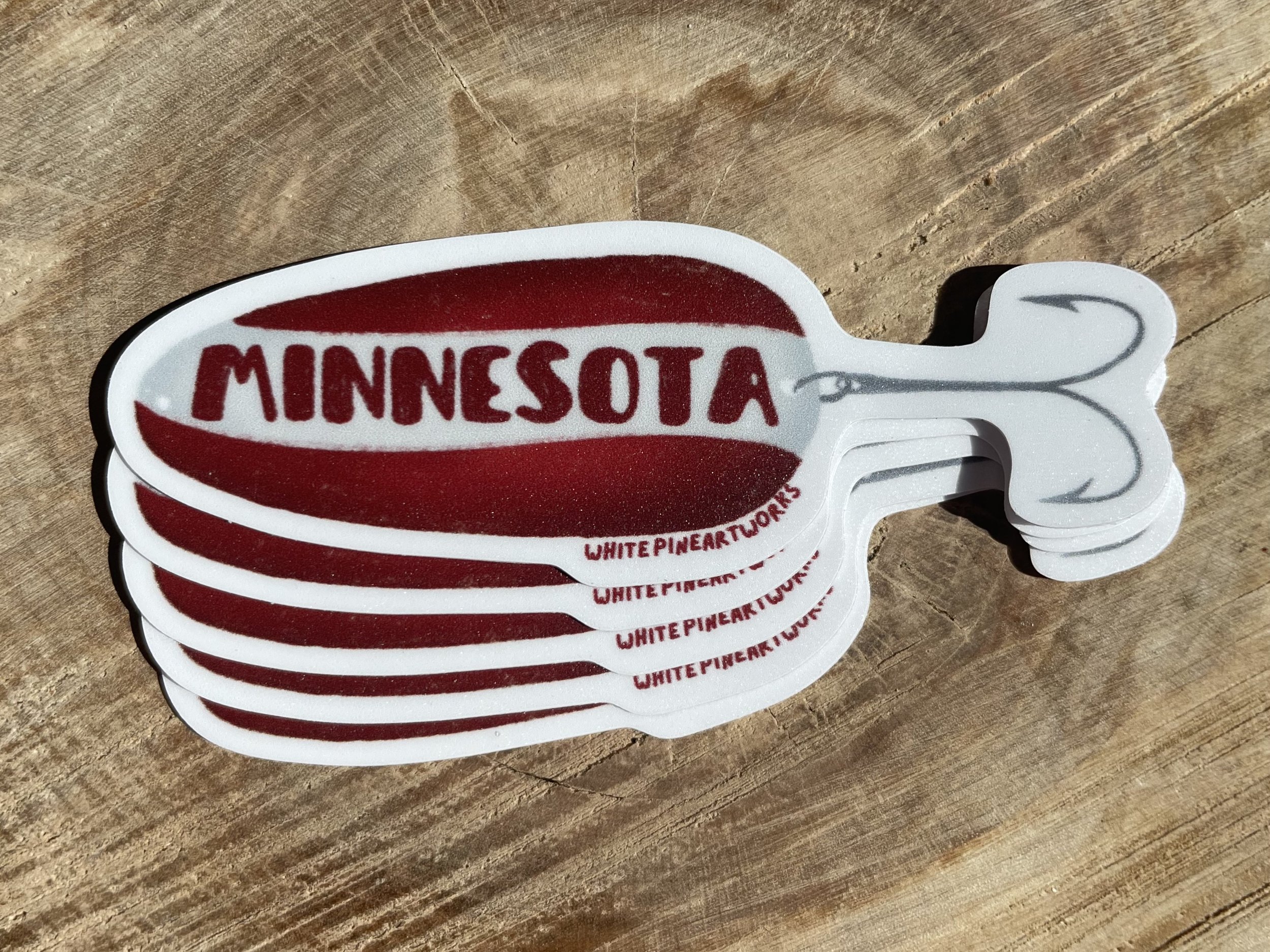 Red and White “Minnesota” Lure - Sticker